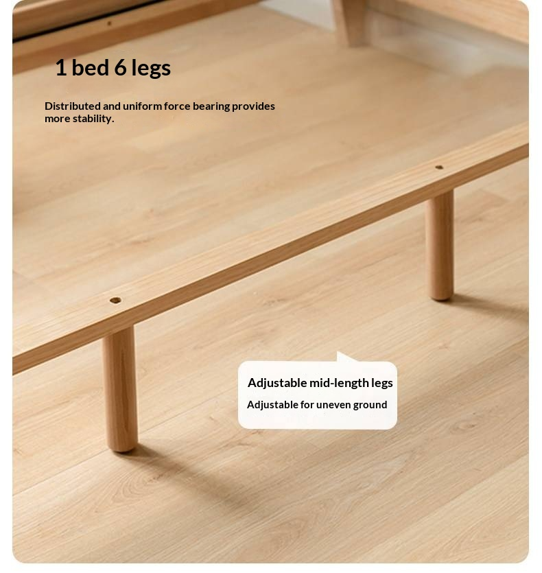 European Beech Solid Wood Bed — Soft Headboard, Simple Upholstered Light Luxury Bed