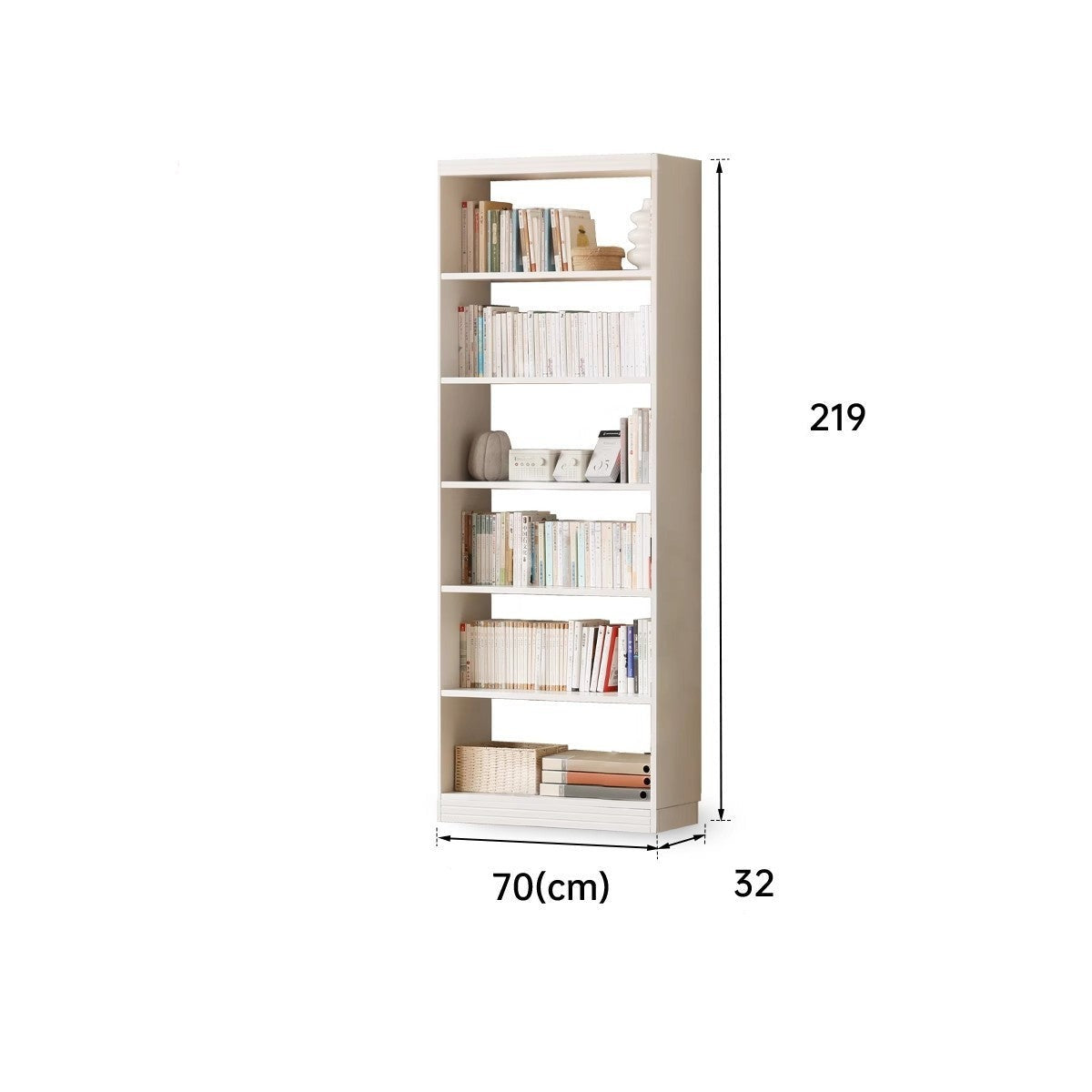 Ash solid wood bookshelf wall-to-ceiling shelf white cream style free combination bookcase"