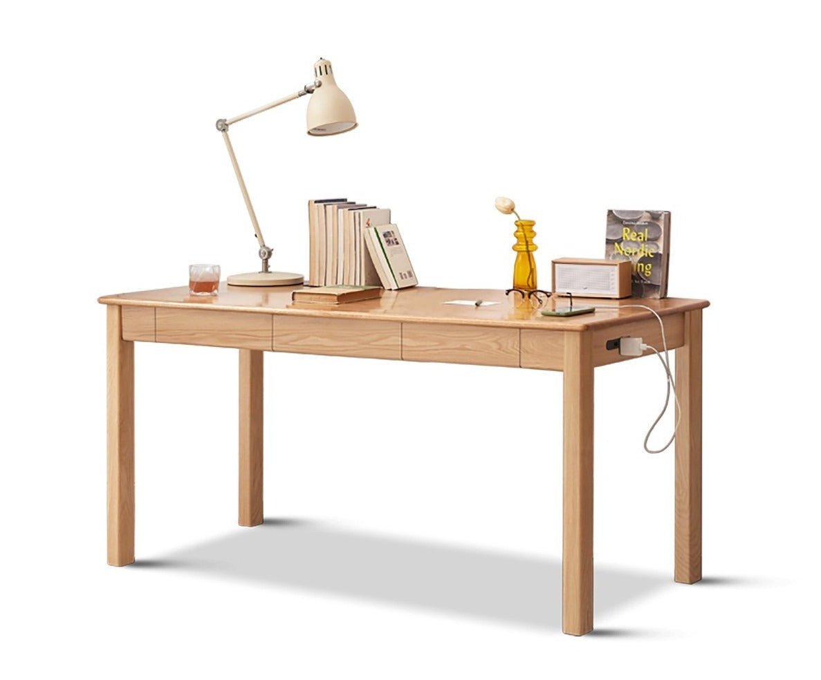 Oak, Ash solid wood USB office desk-