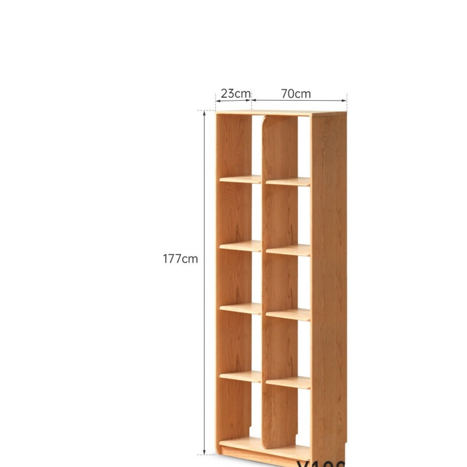 Cherry solid wood bookcase floor display free lattice combination<