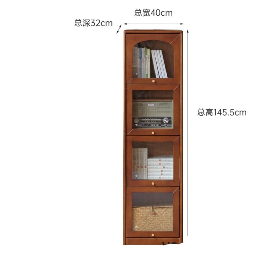 Poplar solid wood French retro glass flip door bookcase