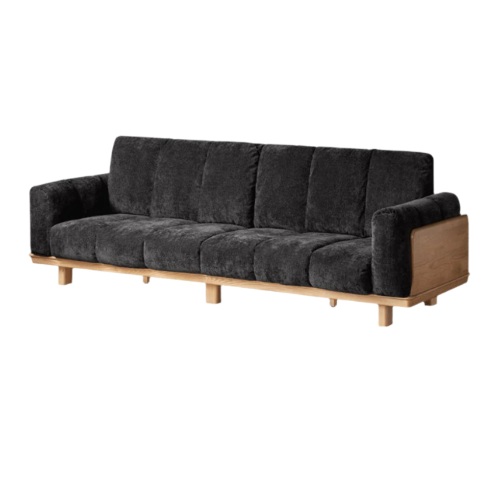 Black Walnut, Ash Solid Wood Modern Down Straight Sofa