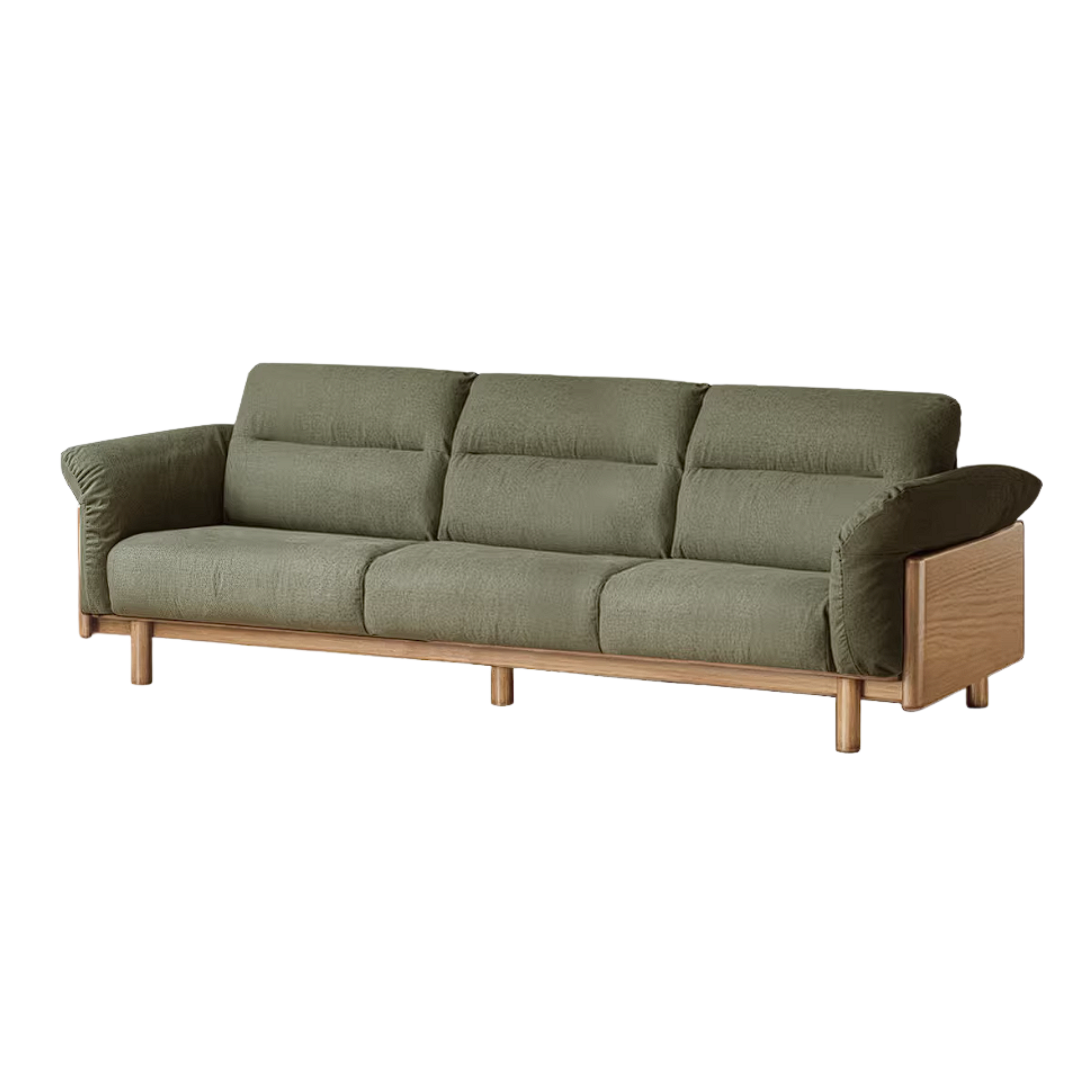 Oak Solid Wood Sofa with Wide Track Arms Genuine leather, fabric, removable and washable