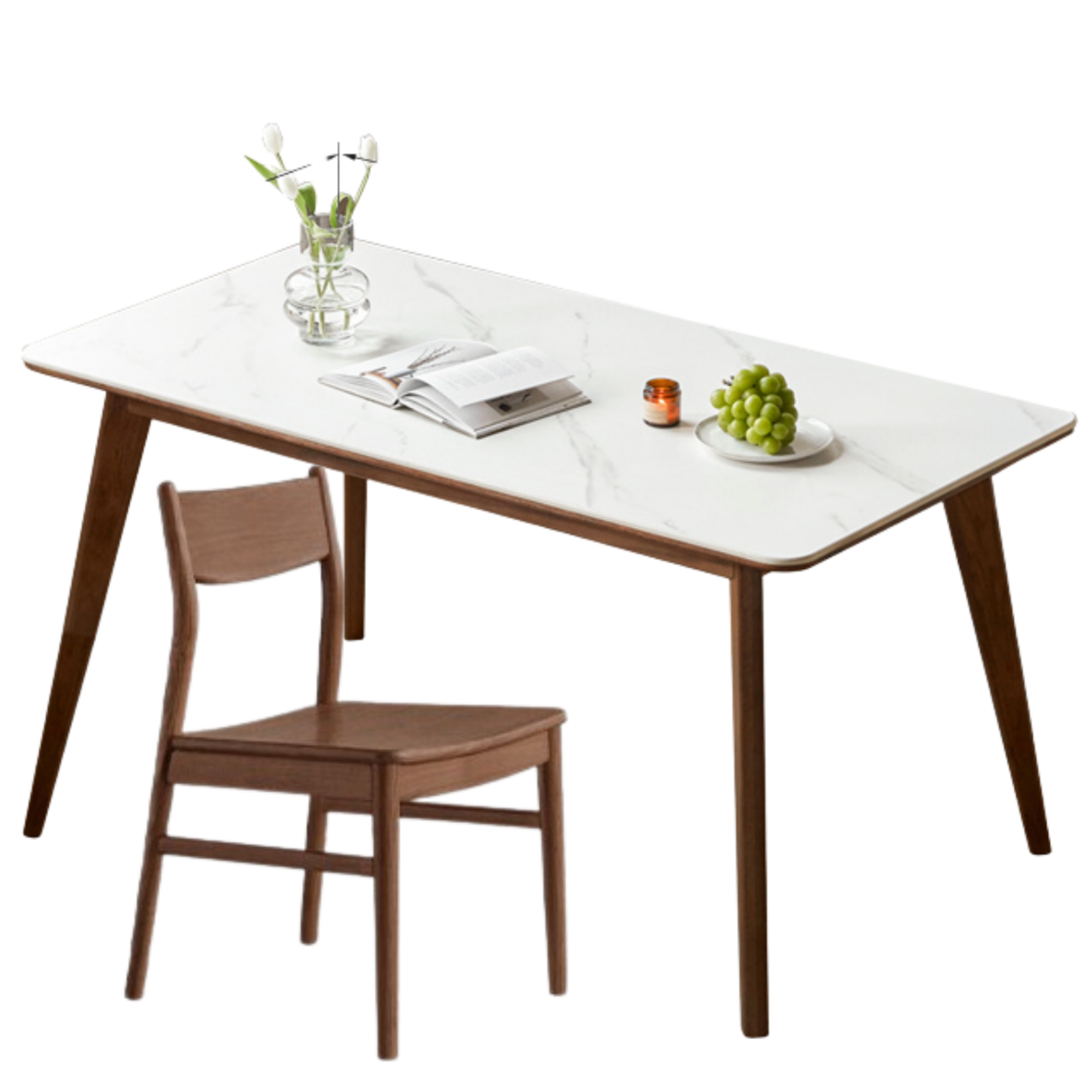 Ash, Oak Solid Wood Modern Rock Plate Dining Table