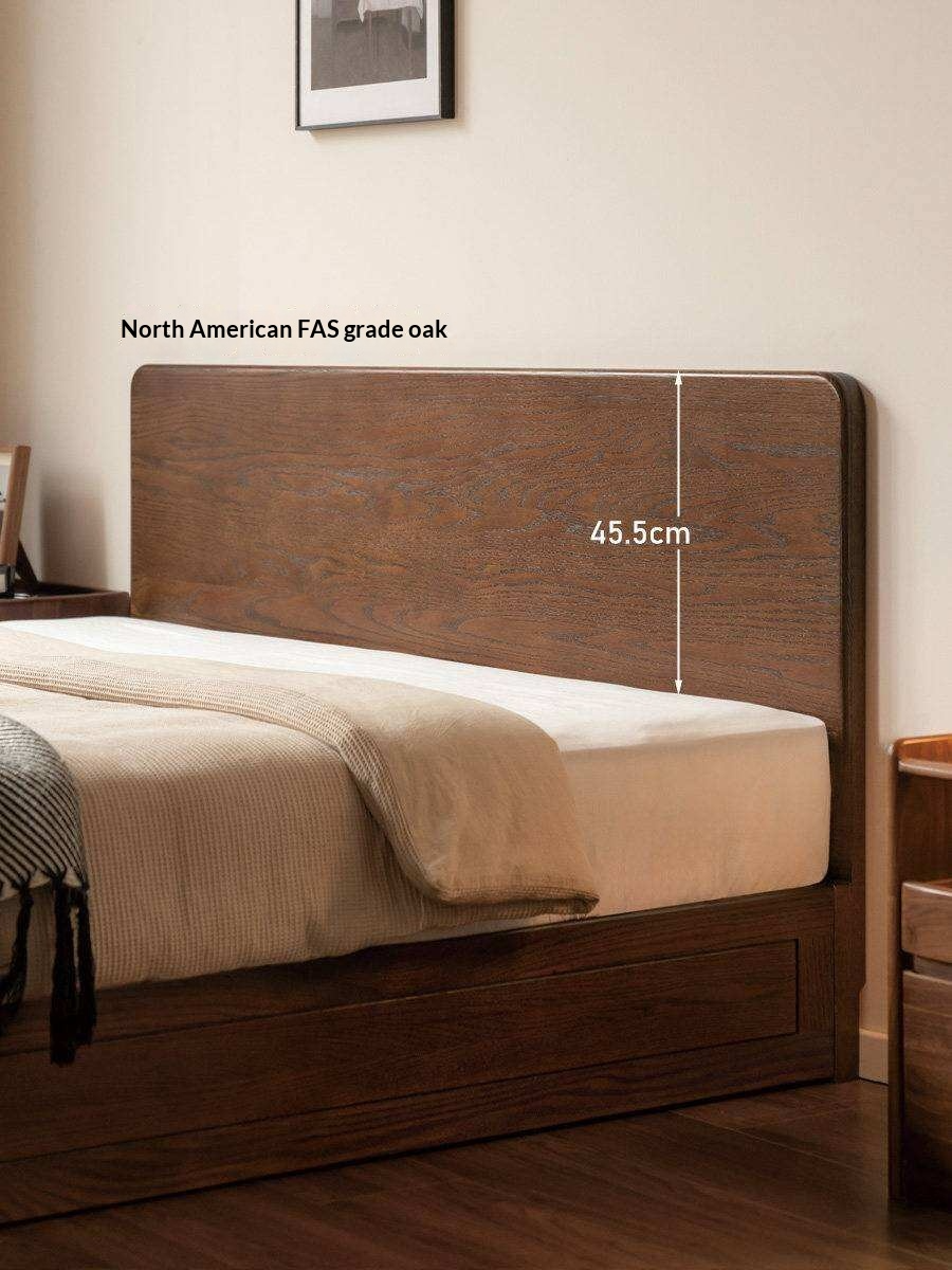 Oak Solid Wood Modern Simple Double Storage Box Bed