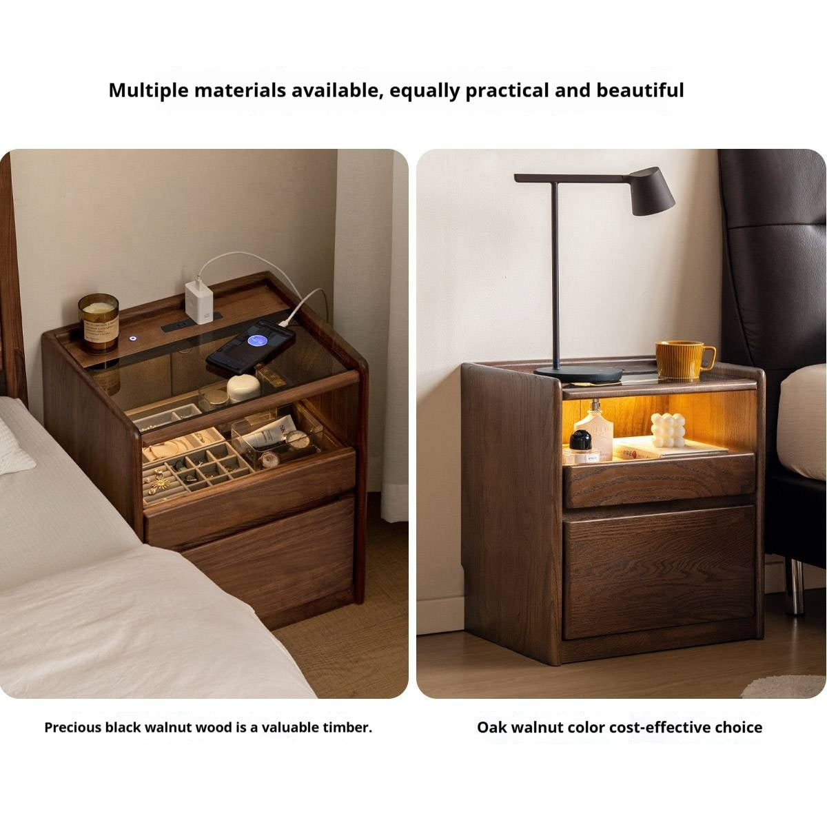 Ash Solid Wood Modern Nightstand