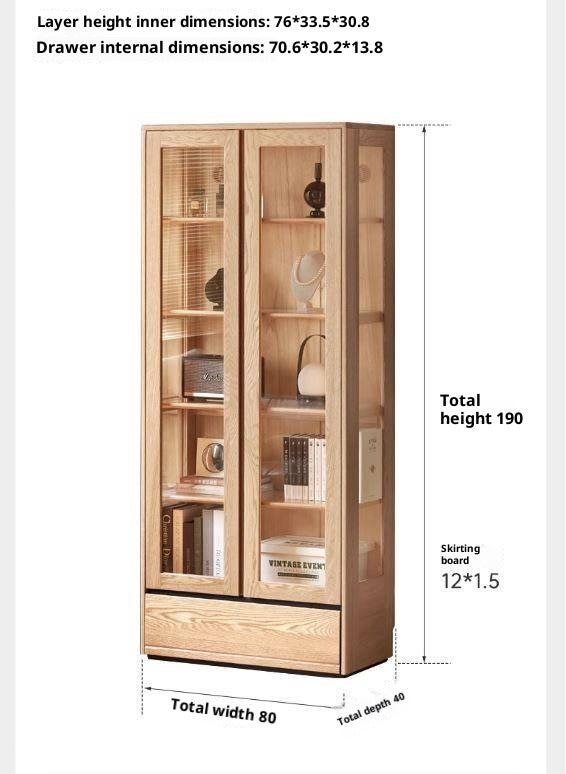 Ash Solid Wood Modern Glass Bookcase