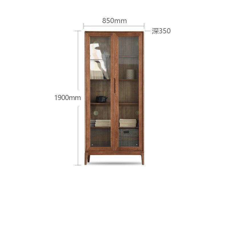 North American black walnut, Ash solid wood combination cdust-proof glass door wall floor-to-ceiling bookshelf<