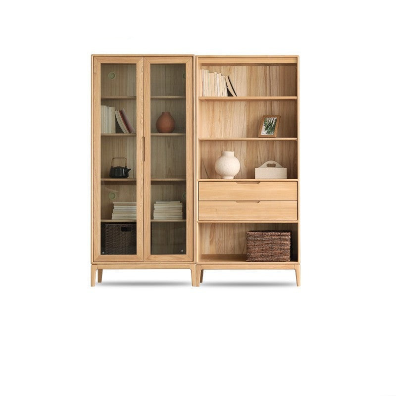 Ash solid wood floor-standing bookcase whole wall free combination bookshelf<