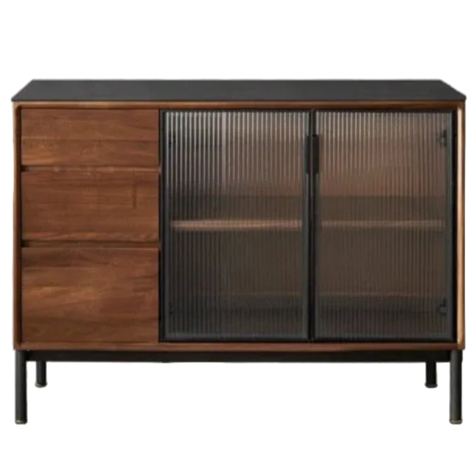 Black Walnut Solid Wood, Sandalwood Rock Sideboard Buffet Cabinet