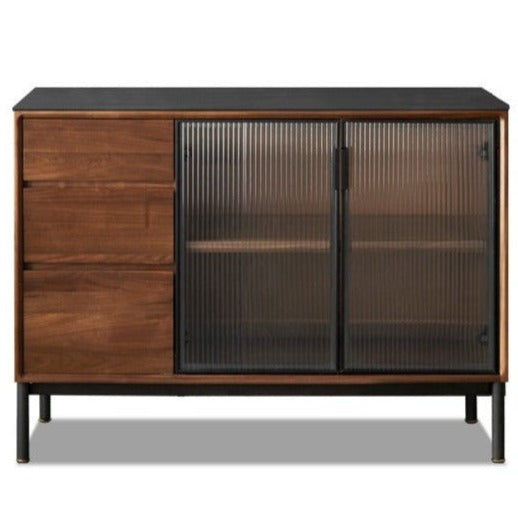 Black walnut solid wood rock sideboard Buffet cabinet,