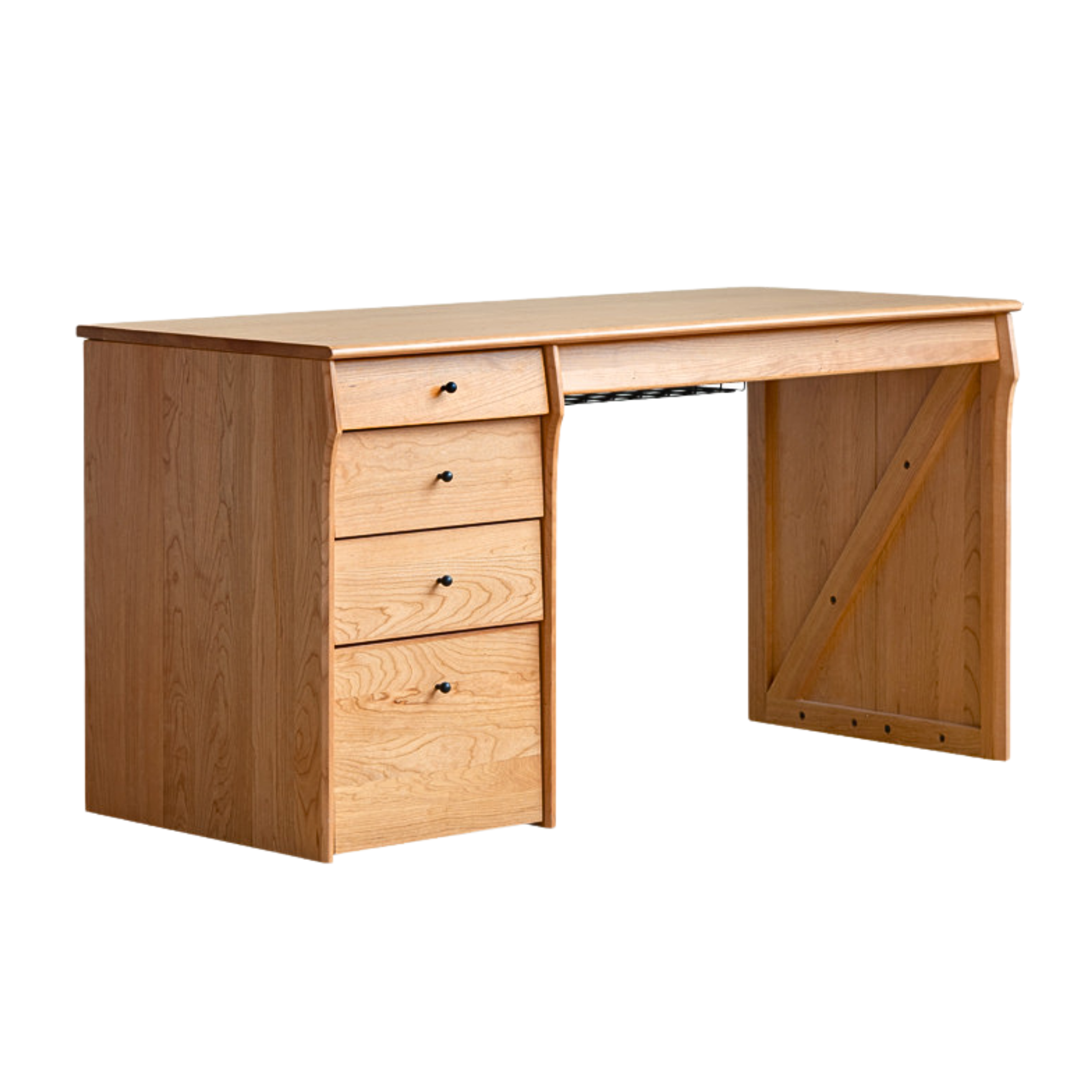 Cherry Wood Desk and Bookshelf Integrated Office Desk