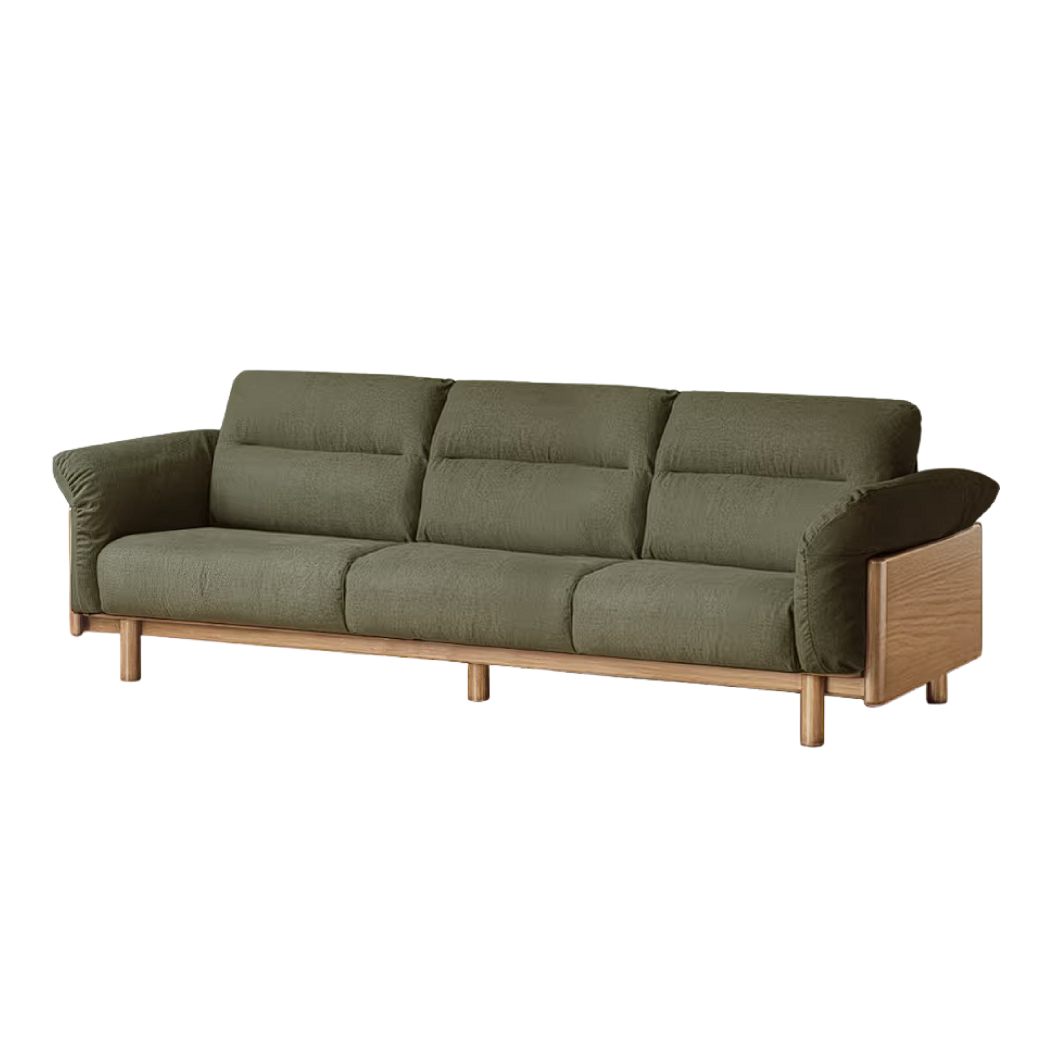 Oak Solid Wood Sofa with Wide Track Arms Genuine leather, fabric, removable and washable