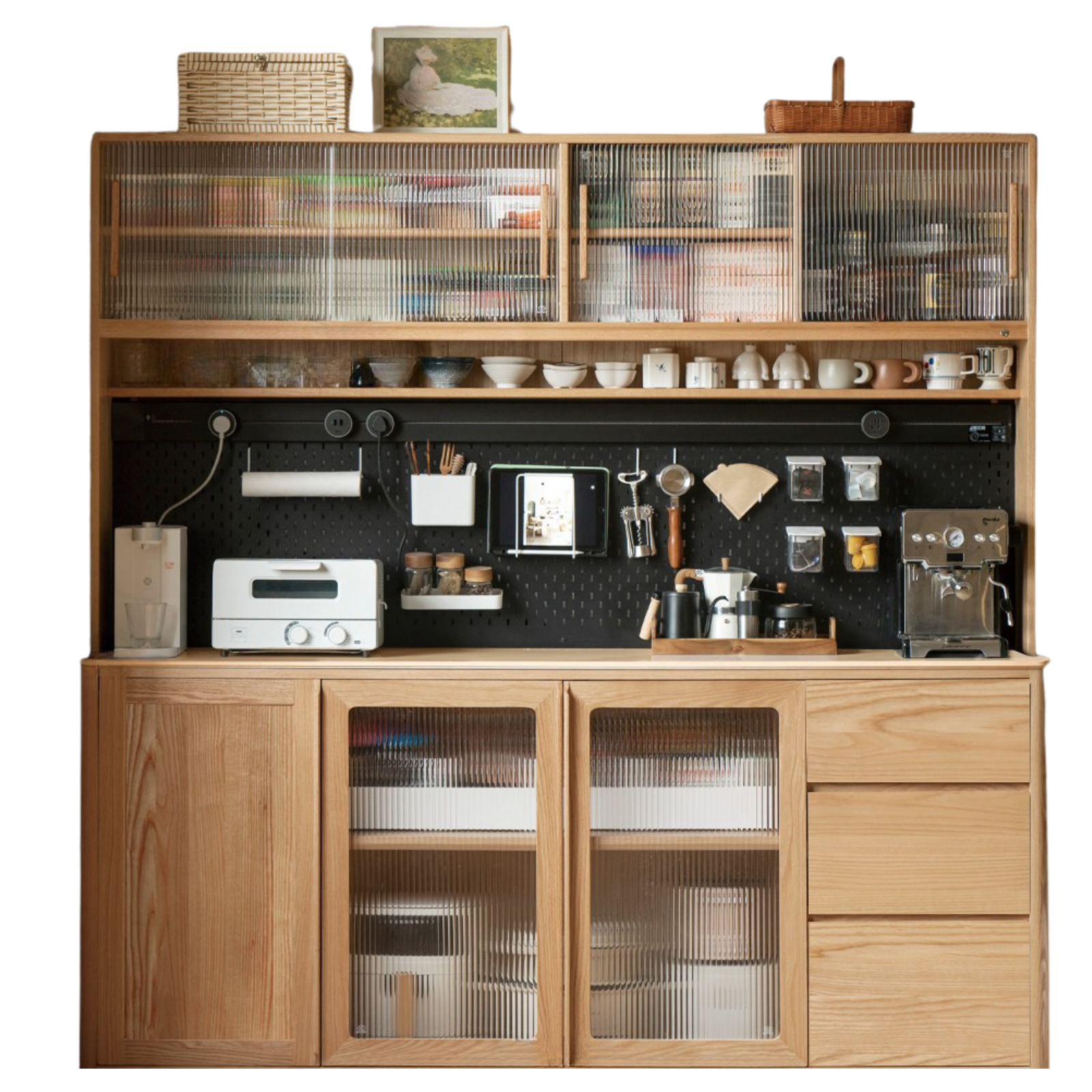 Ash Solid Wood White Wax Rock Plate Sideboard