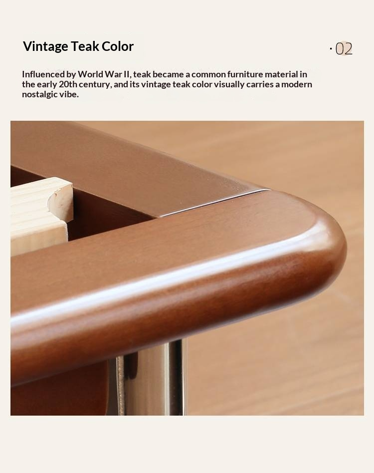 Poplar Solid Wood Platform Bed — No Headboard, Vintage Bauhaus Edge Style