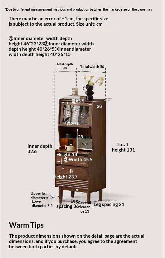 Black Walnut Solid Wood Side Cabinet with Light Luxury Finish, Sideboard