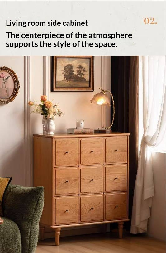 Cherry Solid Wood Retro Nine Bucket Cabinet