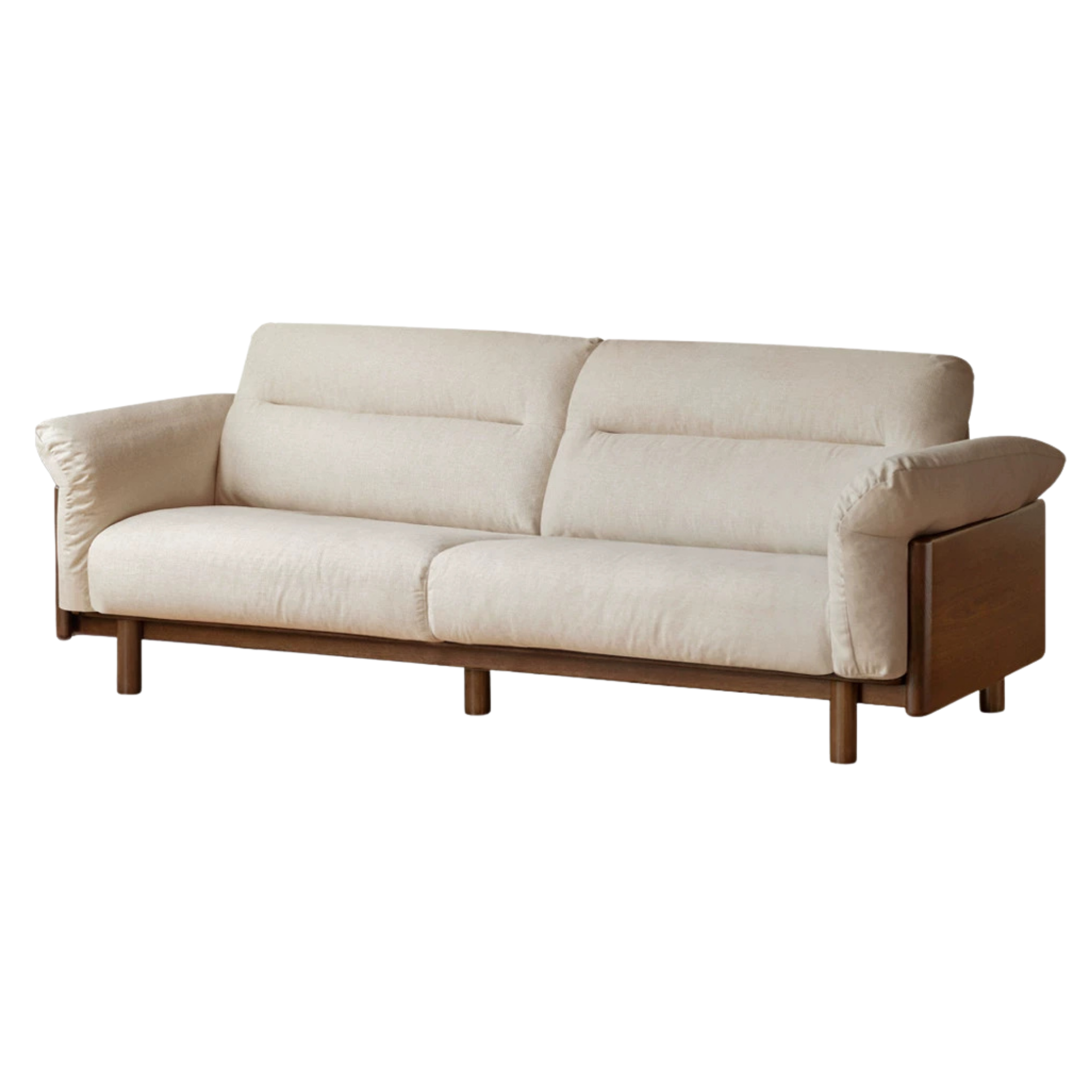 Black Walnut, Oak Solid Wood Sofa Genuine Leather, fabrics