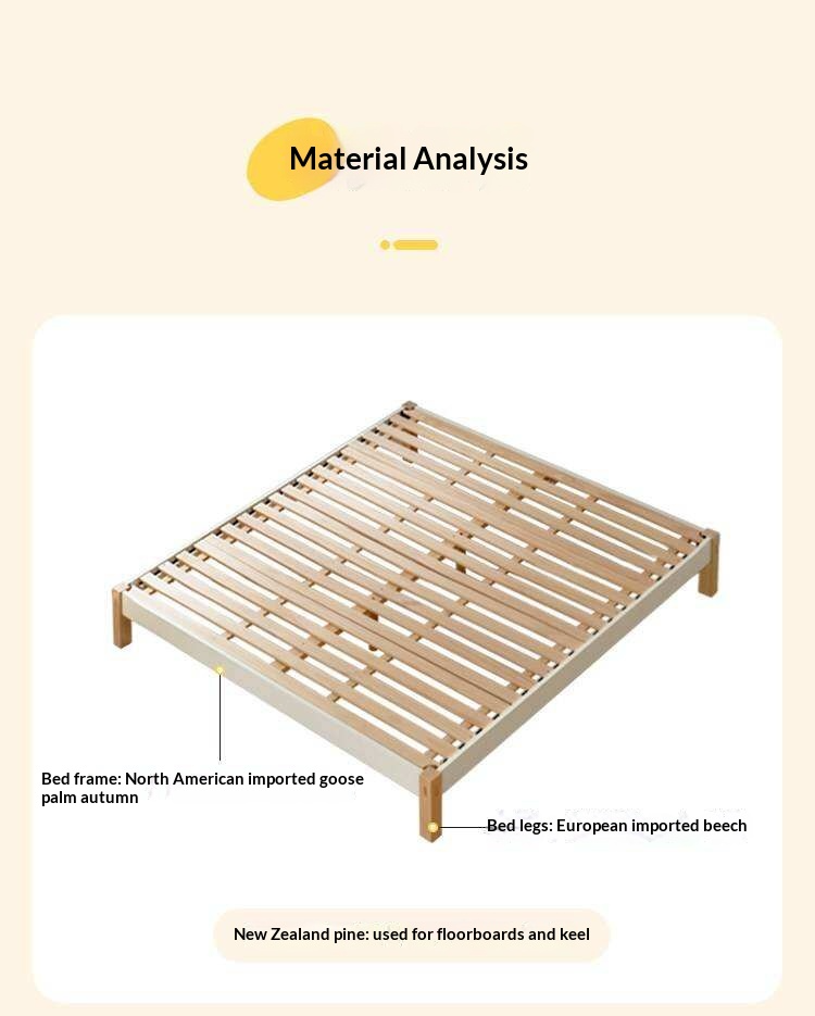 Beech Solid Wood Modern Minimalist Style Platform Bed