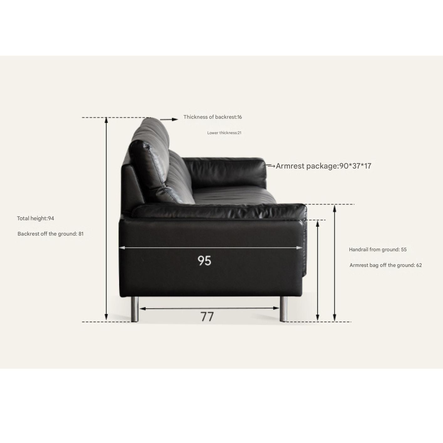 Italian Luxury Leather Sofa  High-Back