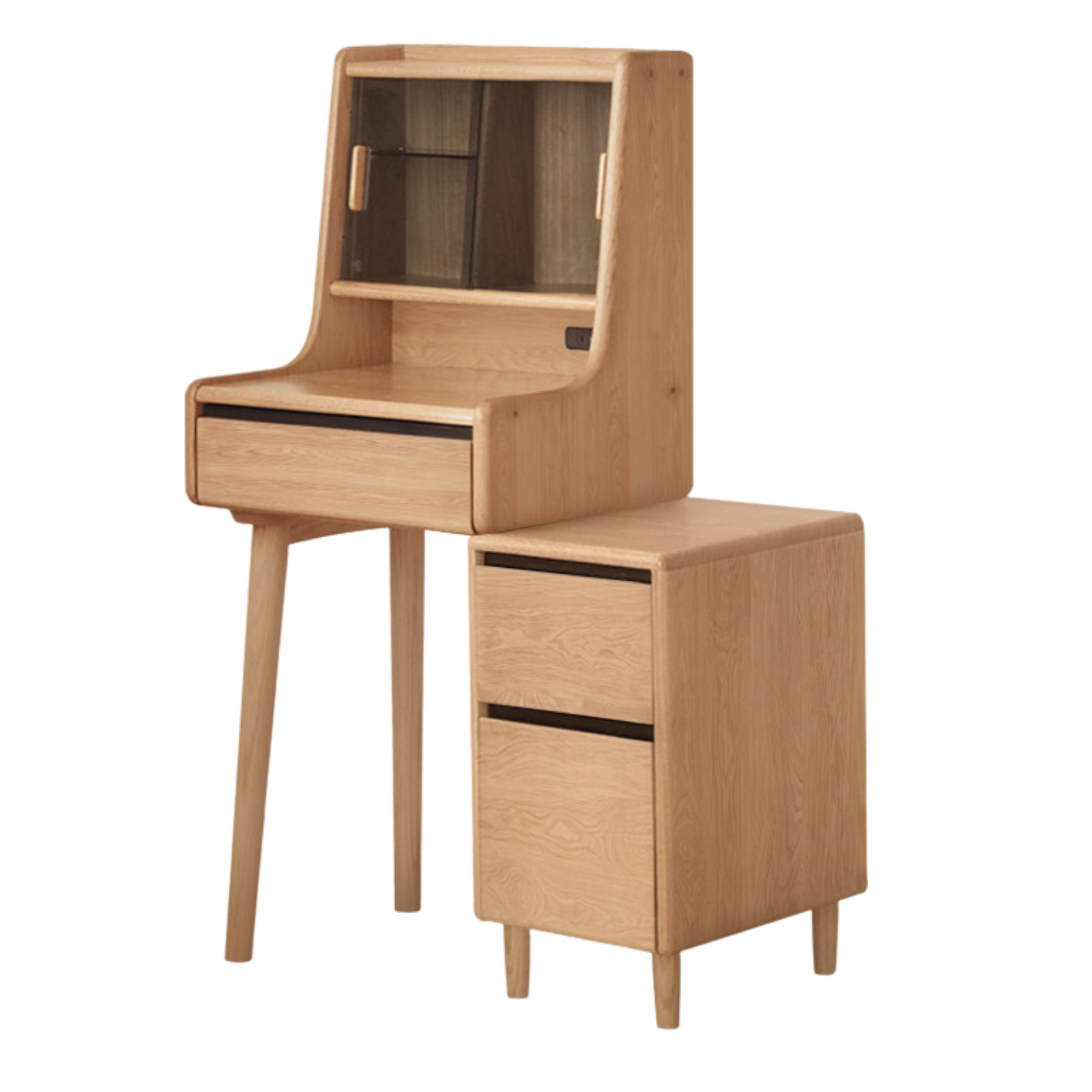 Oak, Ash Solid Wood Vanity Table Shelf Integrated.