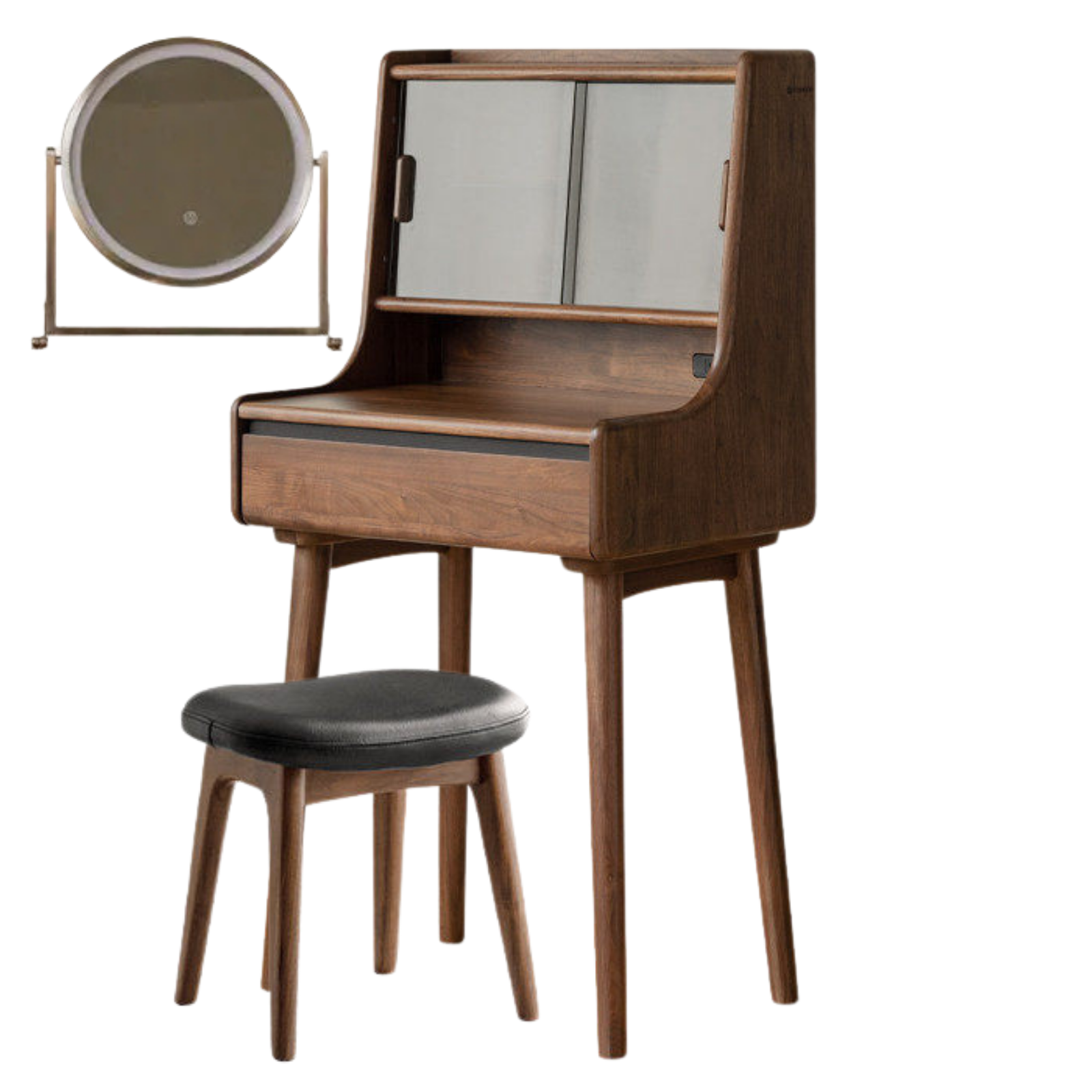 Black Walnut, Sandalwood Solid Wood Light Luxury Multifunctional Vanity Table