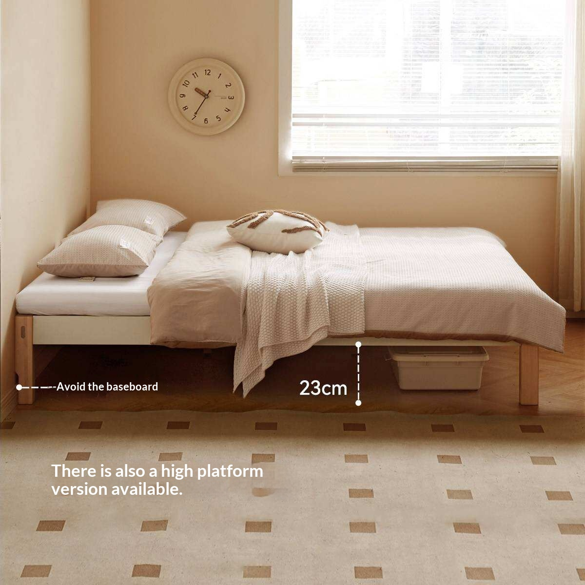 Beech Solid Wood Modern Minimalist Style Platform Bed