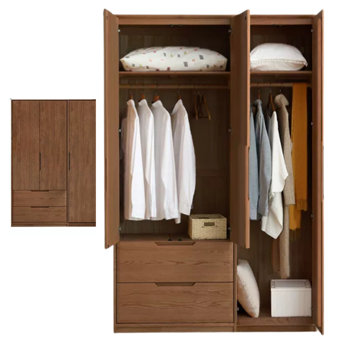 Oak, Ash Solid Wood minimalist Wardrobe
