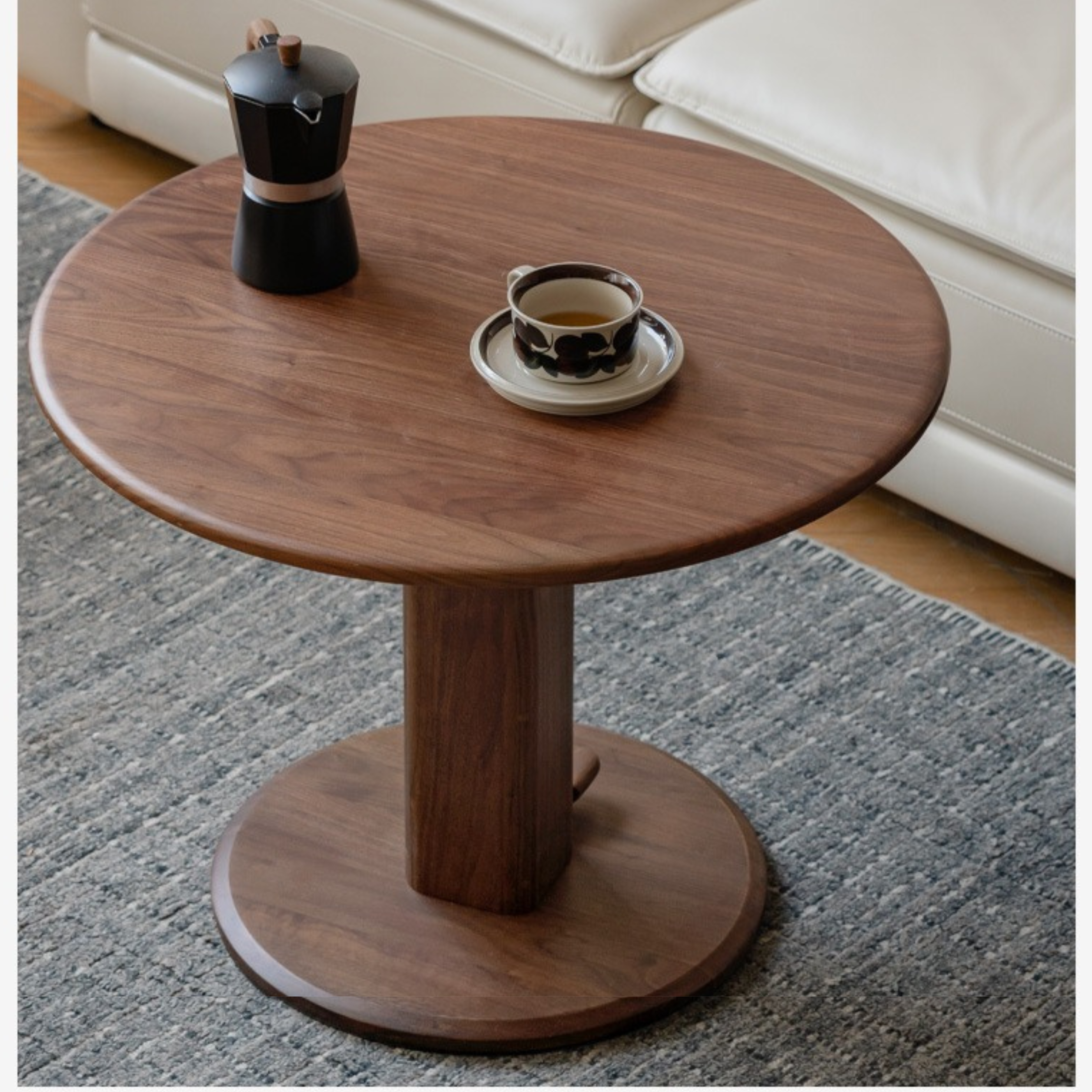 Black Walnut Round Solid Wood Coffee Table