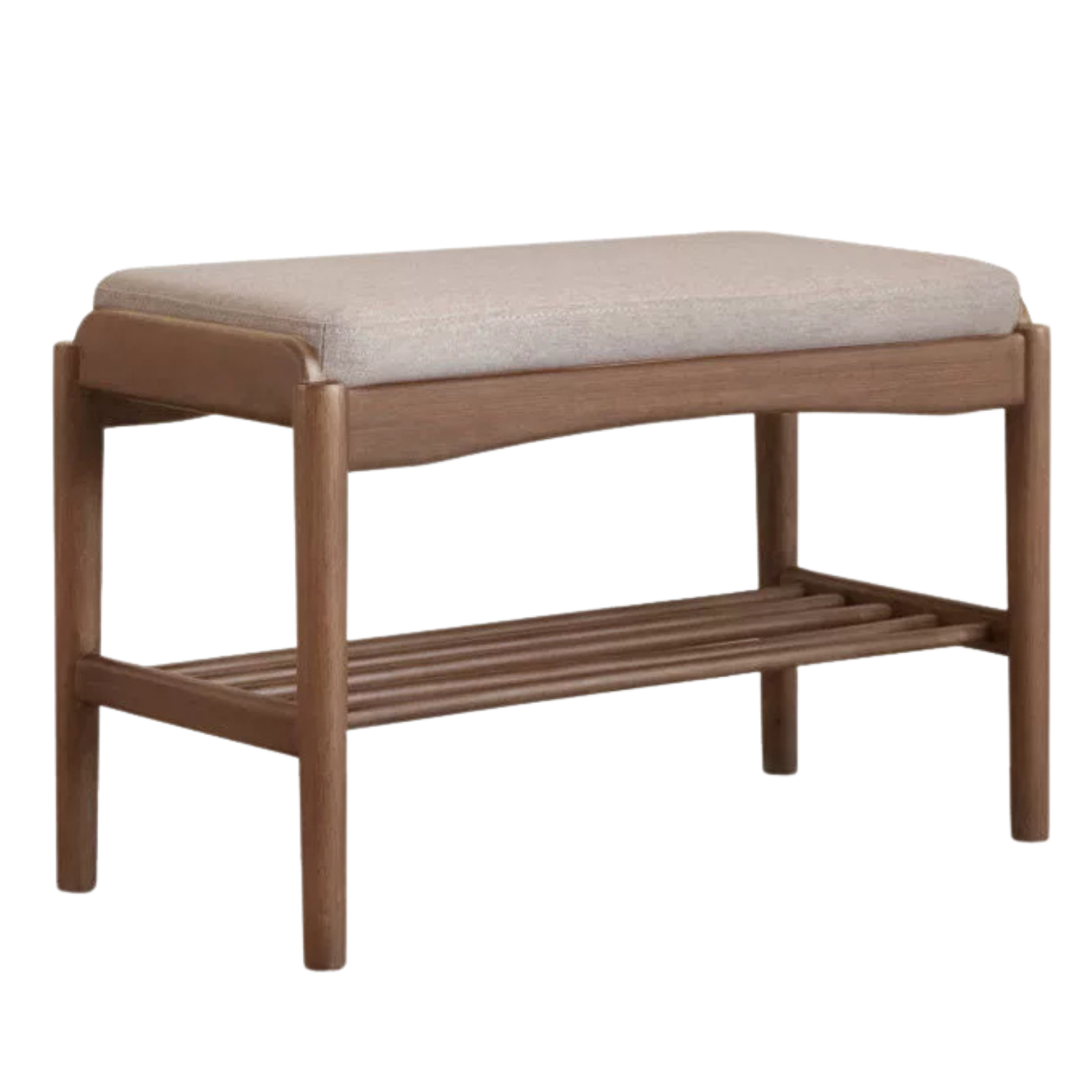 Black Walnut, Sandalwood Solid Wood Genuine leather, Fabrics Shoe Changing Stool
