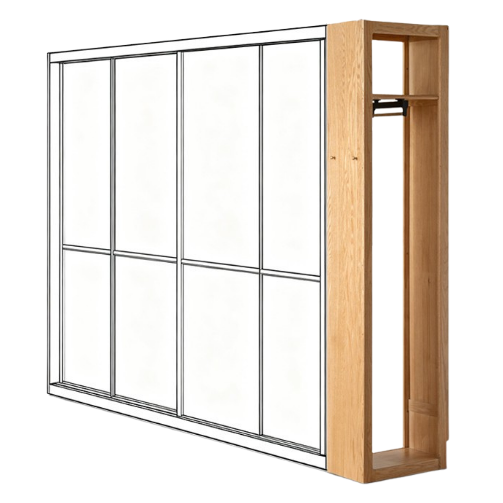 Oak Solid Wood Modern Corner Wardrobe
