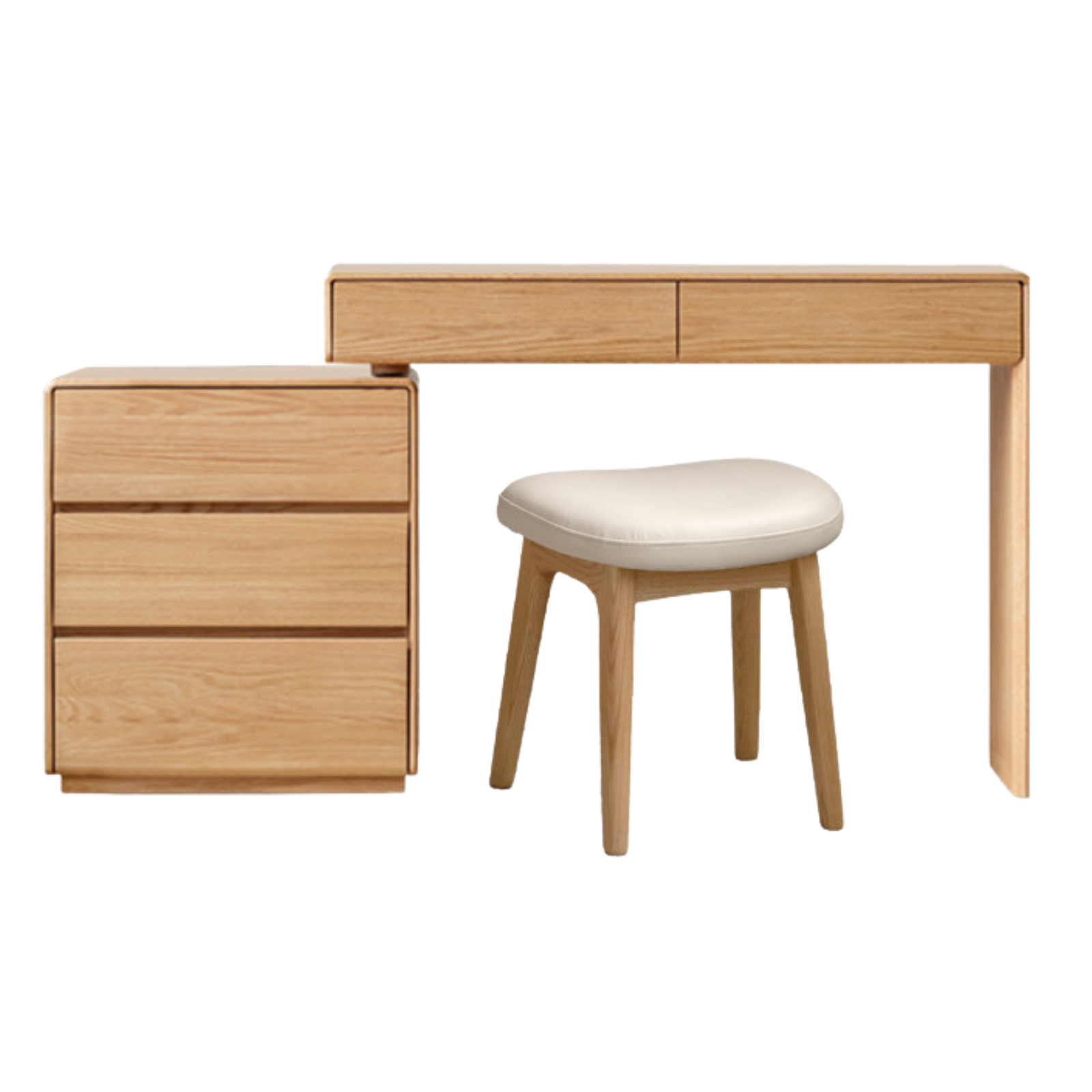 Oak, Ash Solid Wood Retractable Vanity Table Storage Cabinet.