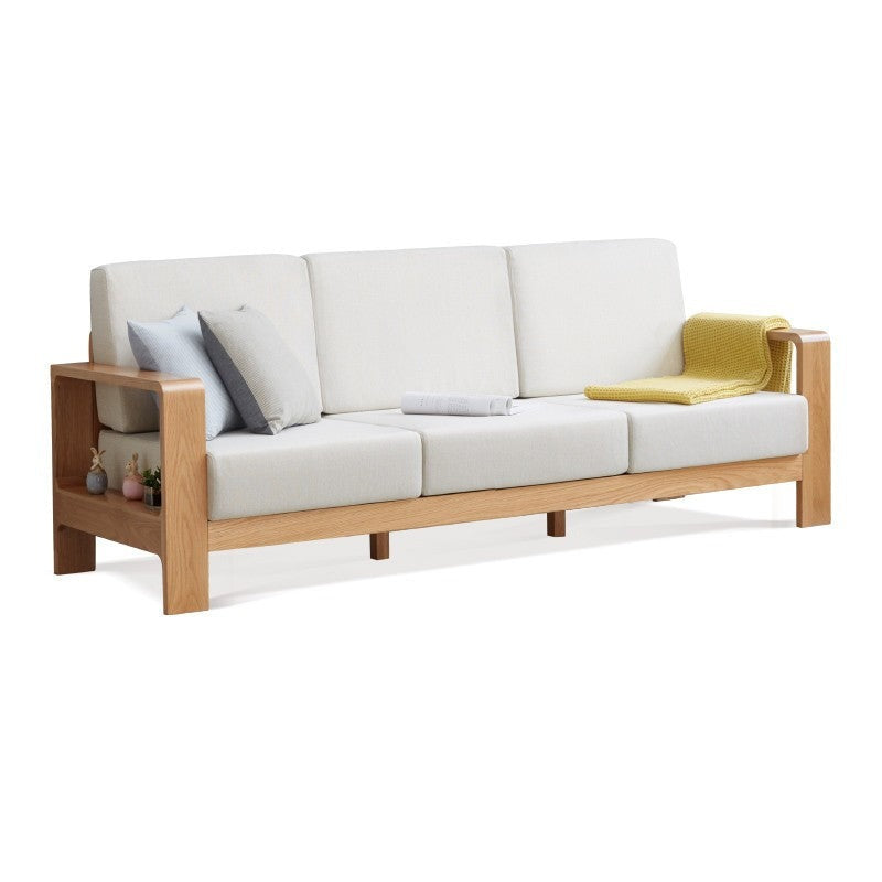 Oak Solid Wood Modern Fabric Sofa+