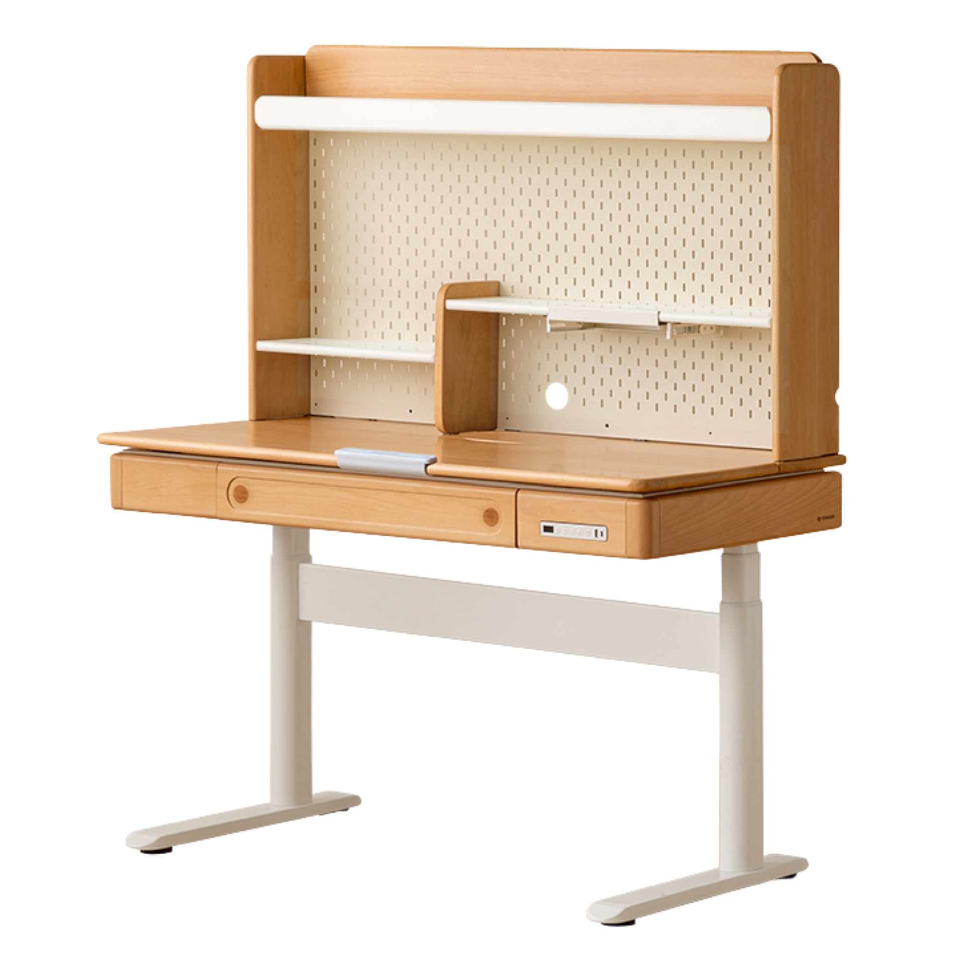 Beech Solid Wood Children's Study Desk with Electric Lift