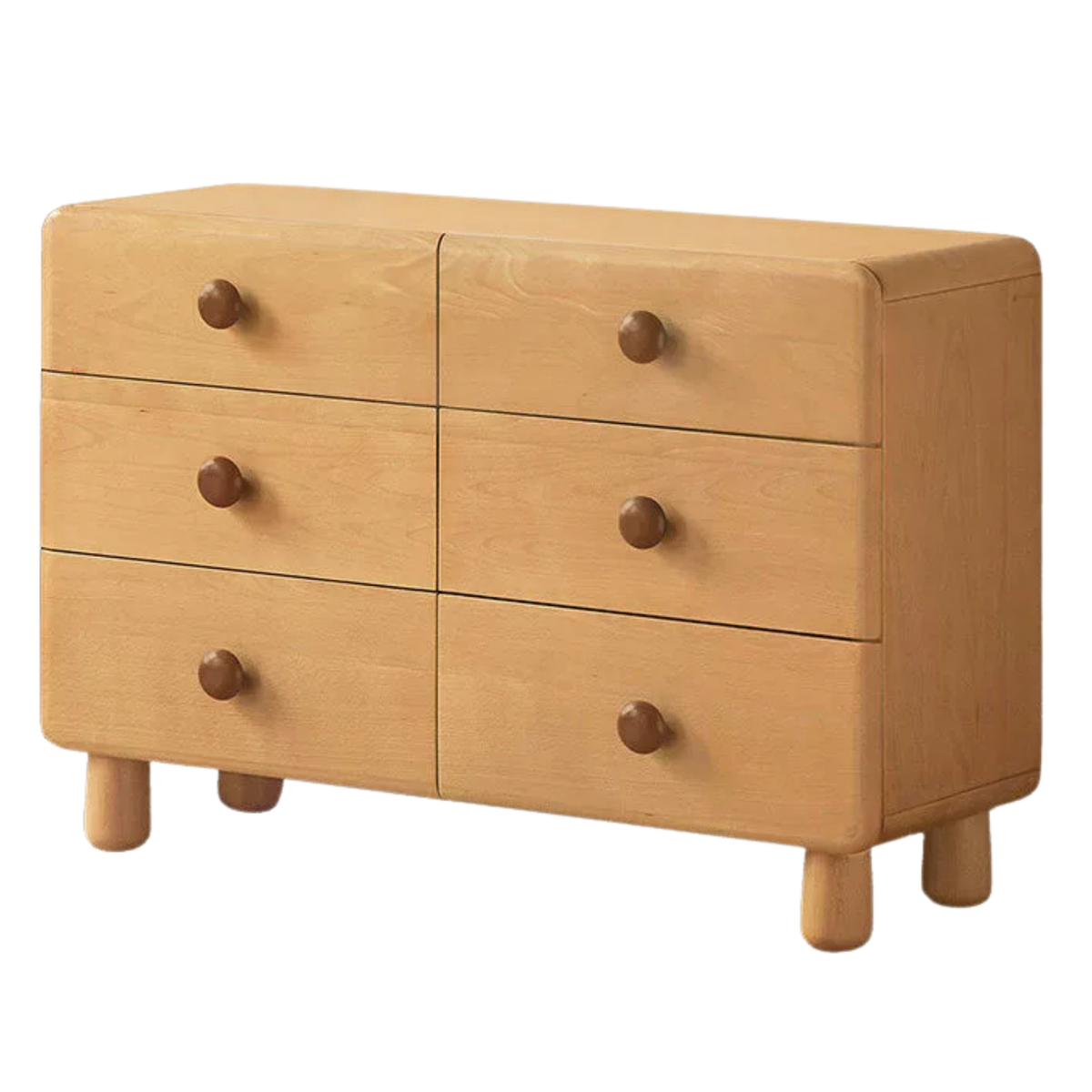 Beech Solid Wood, Solid Rubberwood Kids Combo Dresser with Round Wood Knobs
