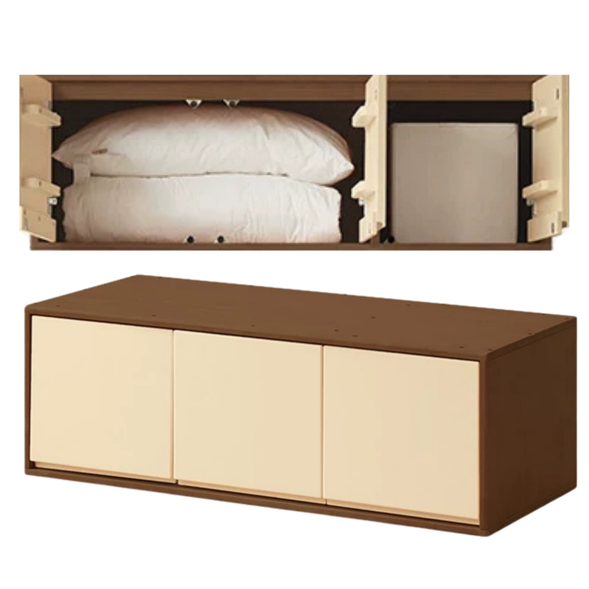 Solid RubberWood Kids Wardrobe Closet with Bear Handles and Storage Drawers
