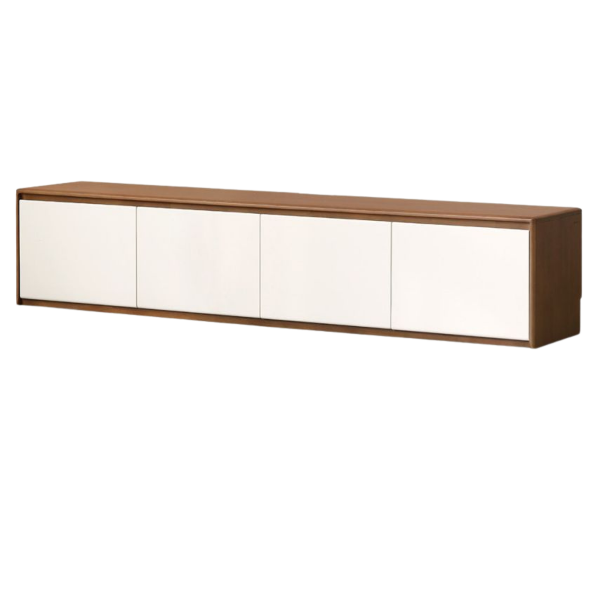 Solid RubberWood TV Console with Two-Tone Color Block Design and Full Pull-Out Drawers