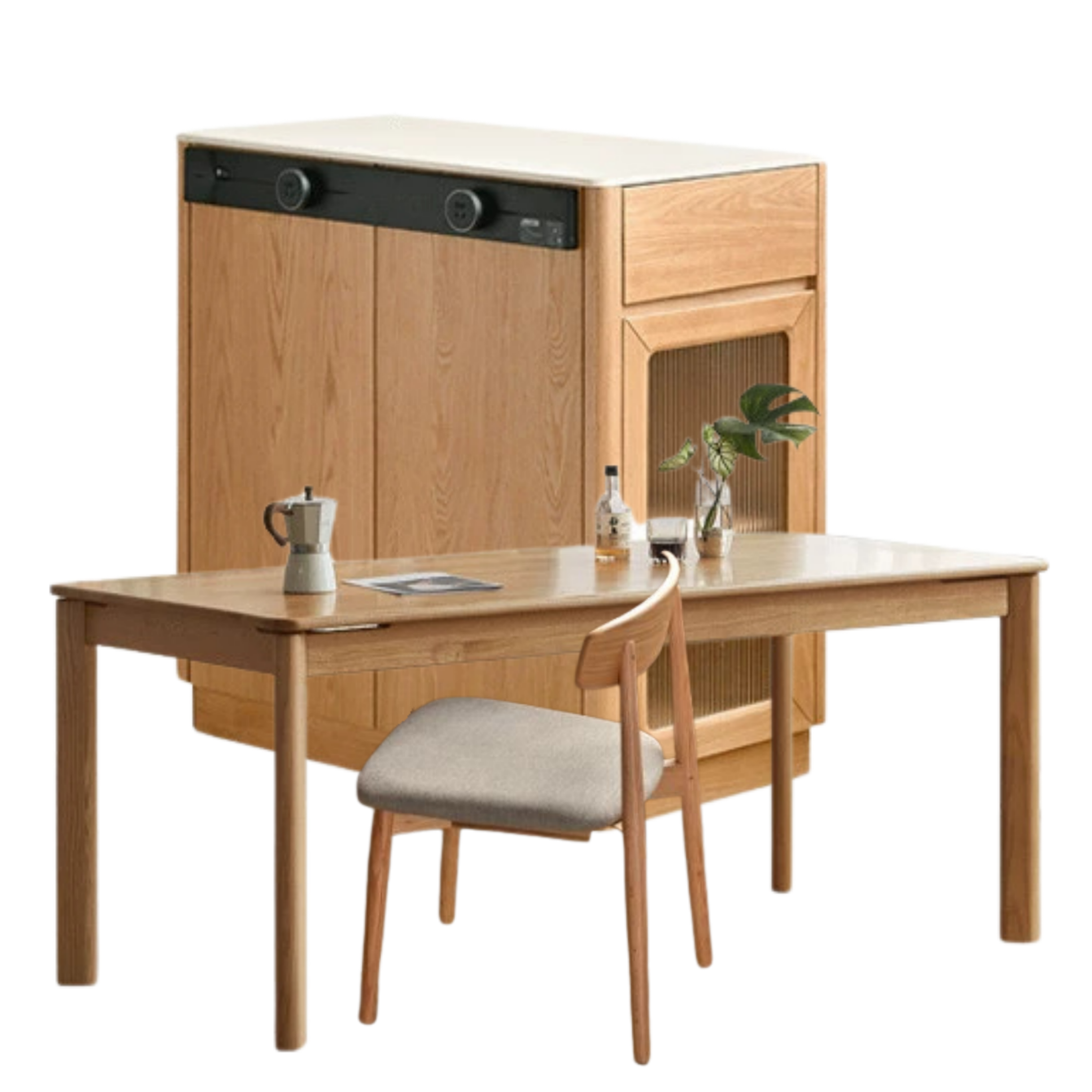 Oak, Beech Solid Wood Modern Rock Plate Island Table