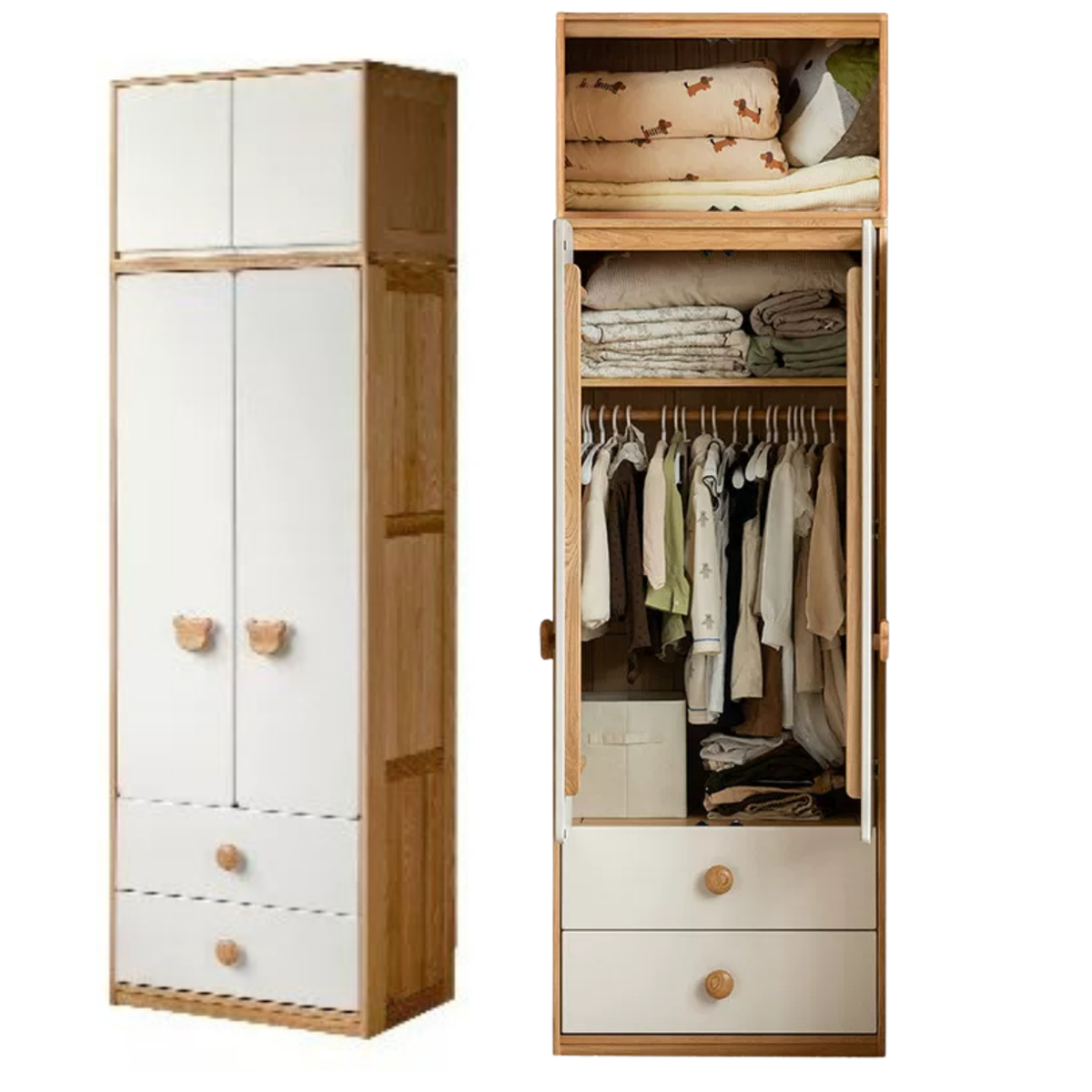 Oak Solid Wood Kids Wardrobe Combination