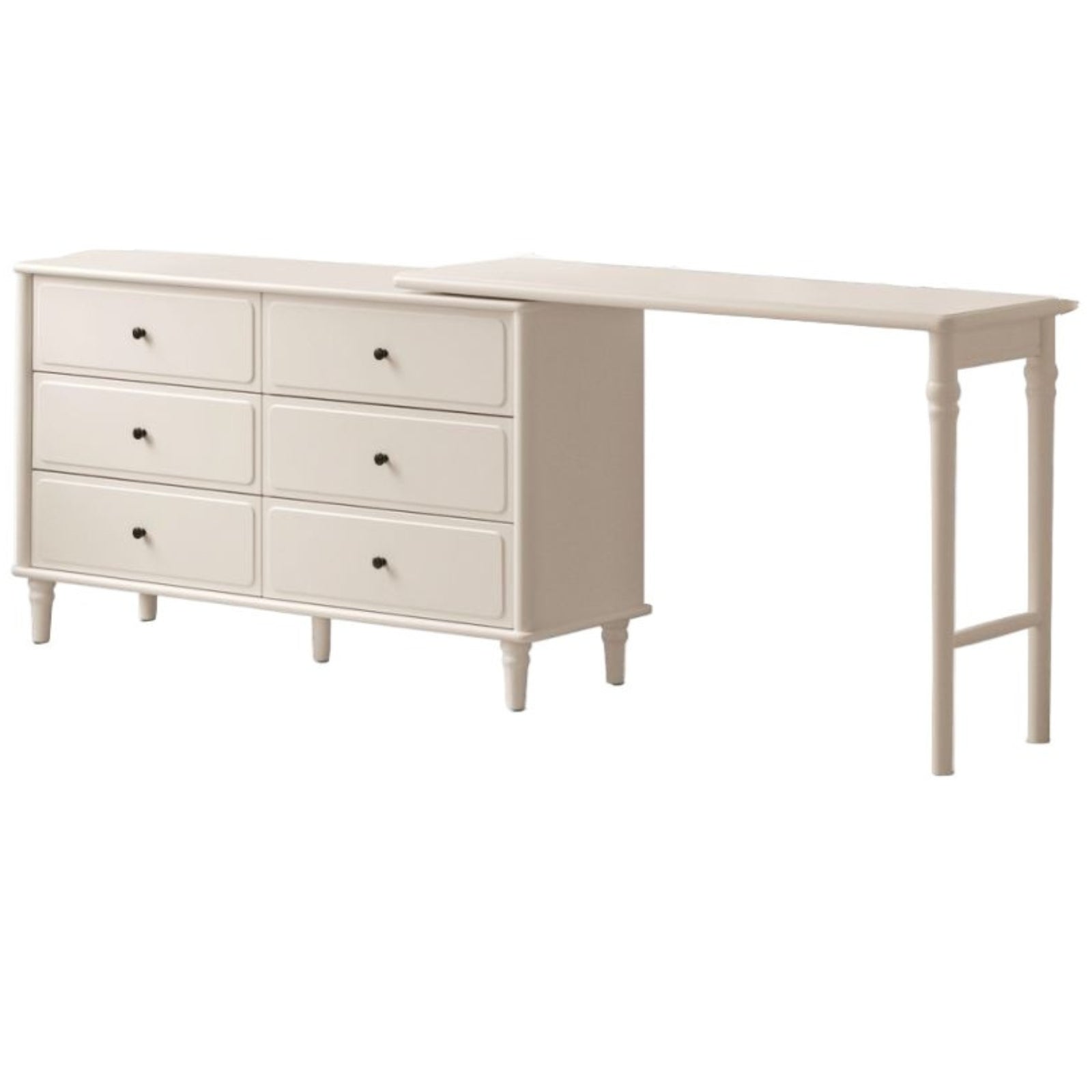 Solid Rubberwood French Retro Dressing Table