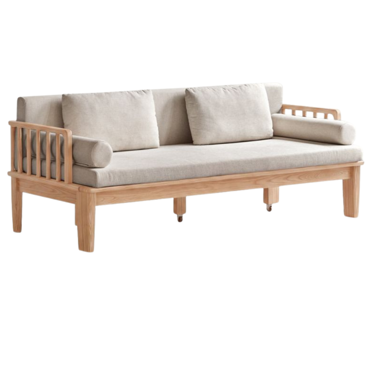 Black Walnut, Ash Solid Wood Daybed Sleeper Sofa with Slatted Wood Back and Arms