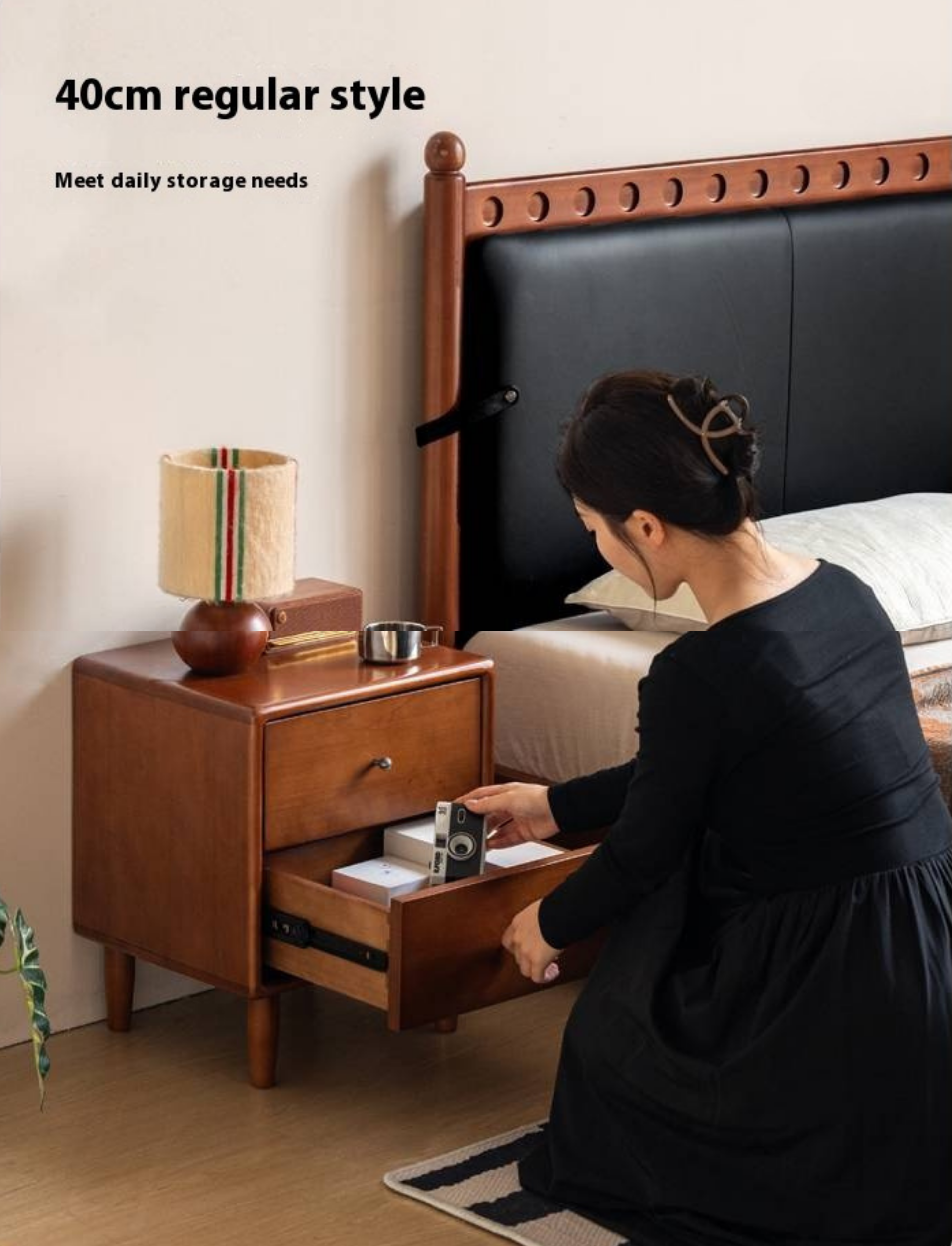 Poplar Solid Wood Antique Style Nightstand