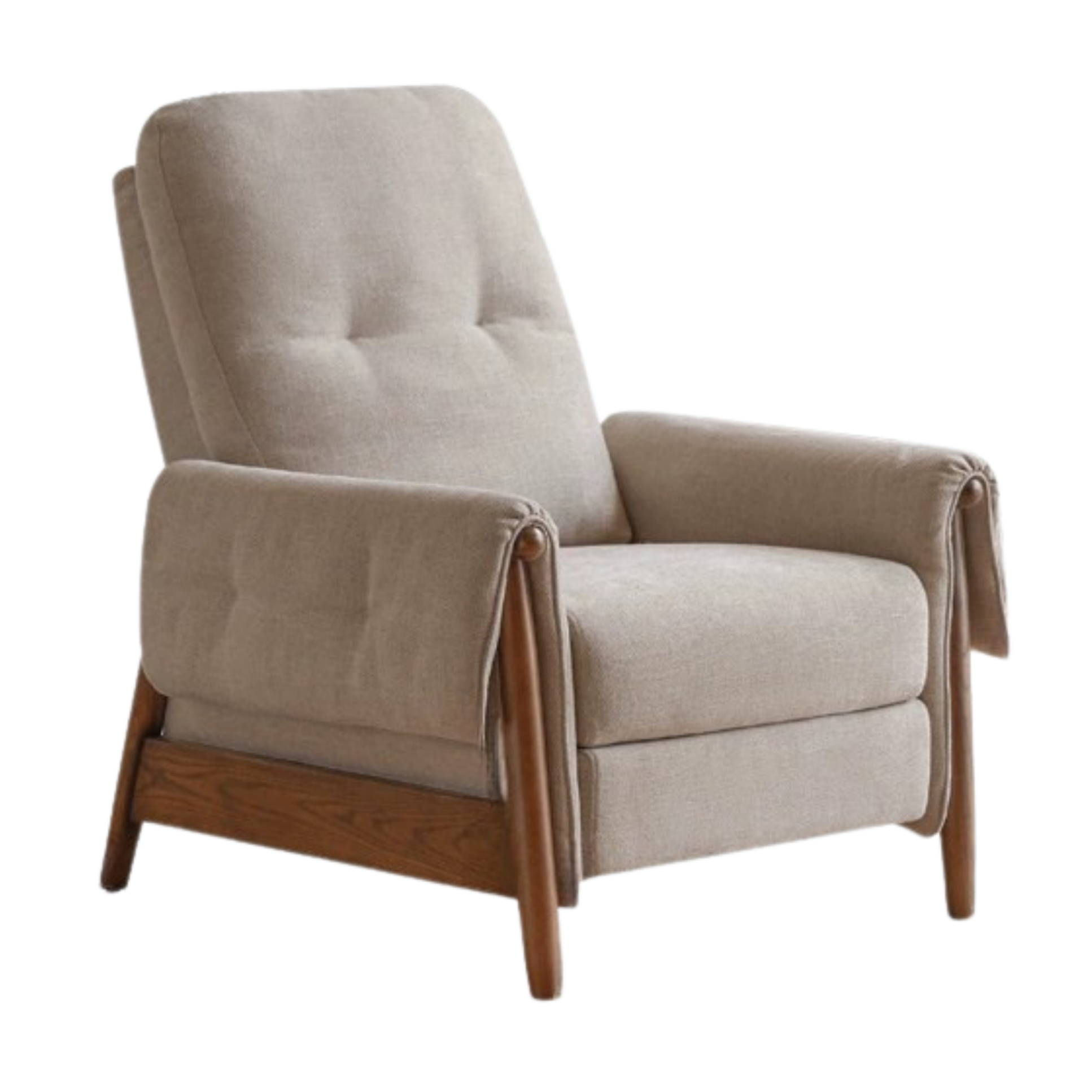 Ash Solid Wood Fabric Reclining Foldable Lounge armChair