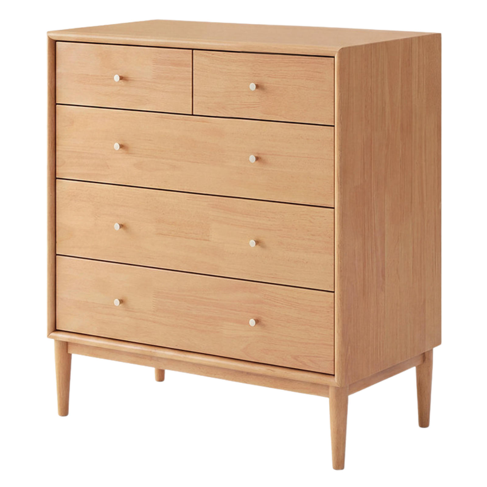 Oak Solid Wood, Solid Rubberwood Nordic Chest of Drawers