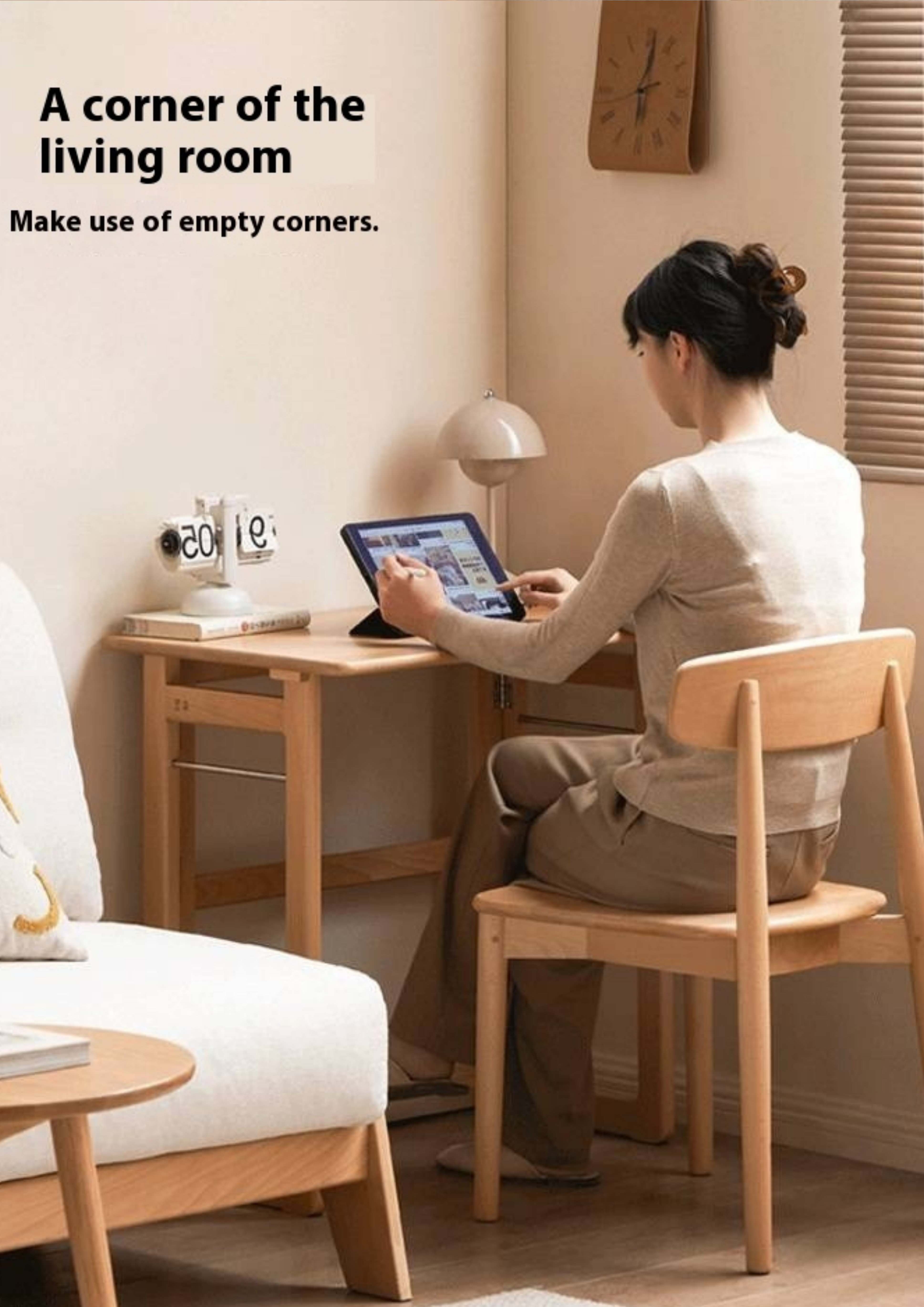Beech Solid Wood Folding Study Table