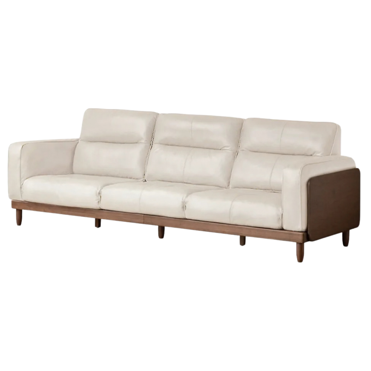 Black Walnut, Ash,  Sandalwood Solid Wood Genuine Leather, fabrics Sofa with High-Back Design