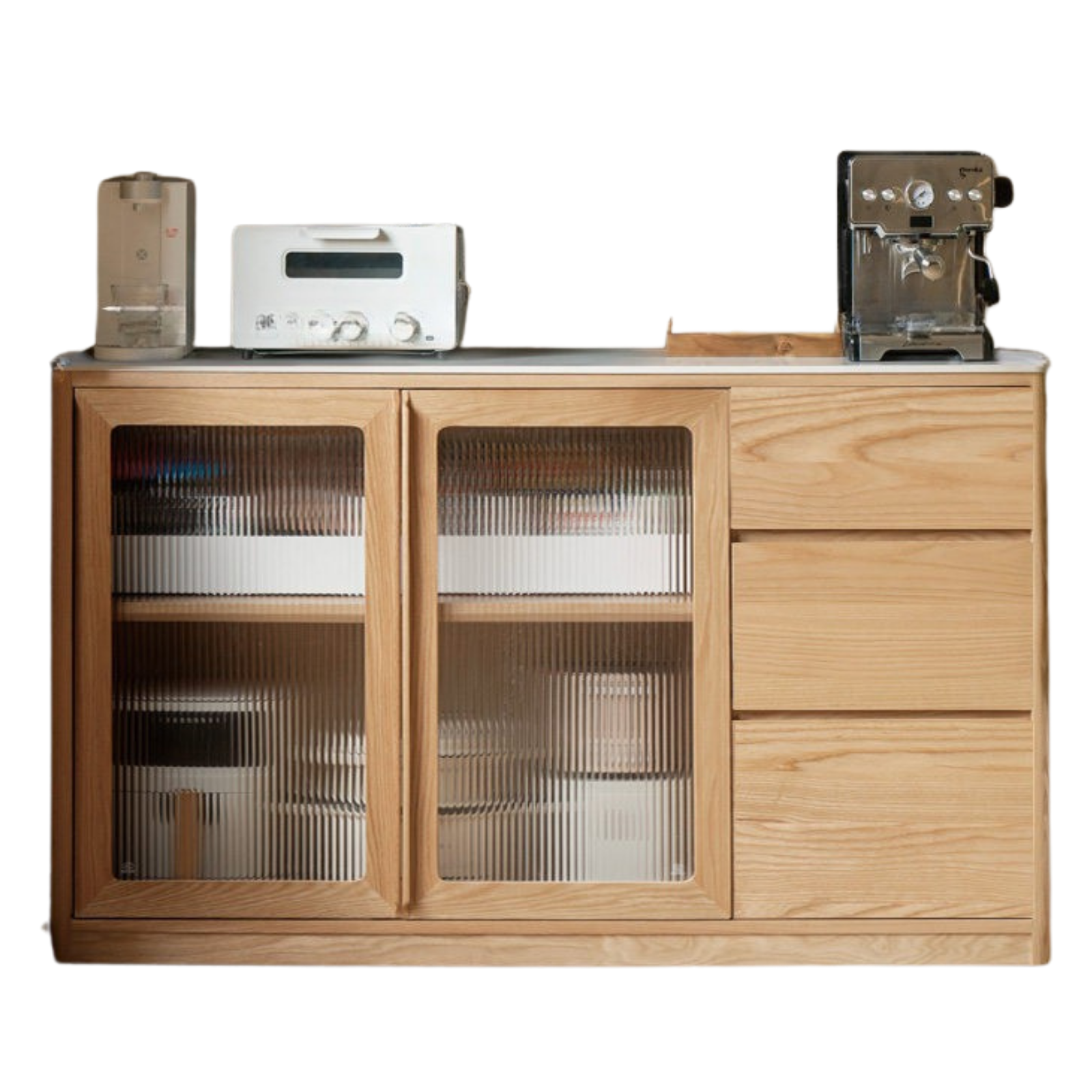 Ash Solid Wood White Wax Rock Plate Sideboard