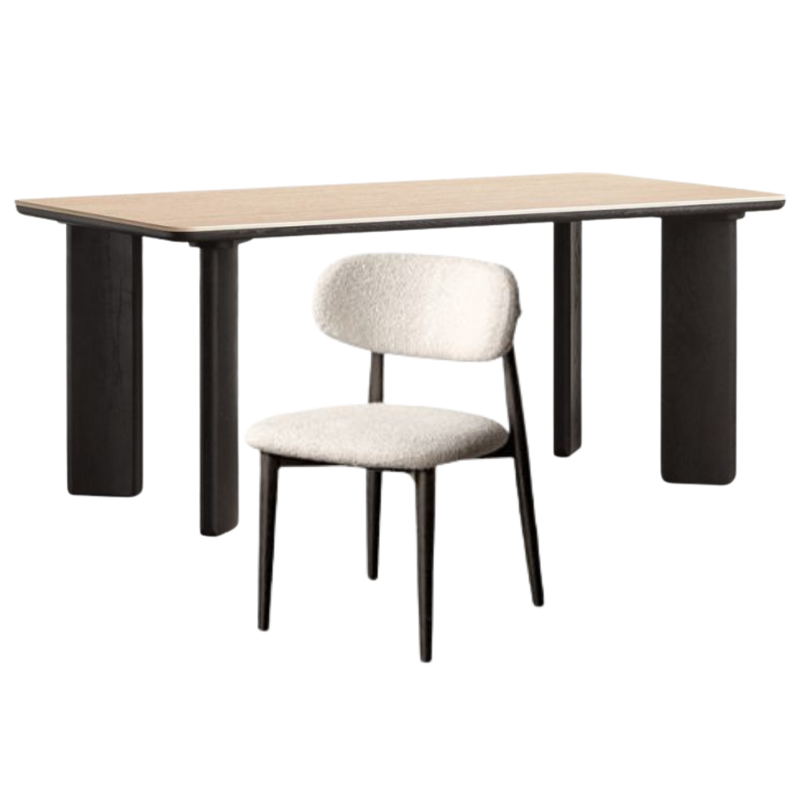 Oak Solid Wood Modern Cave Stone Rock Plate Dining Table