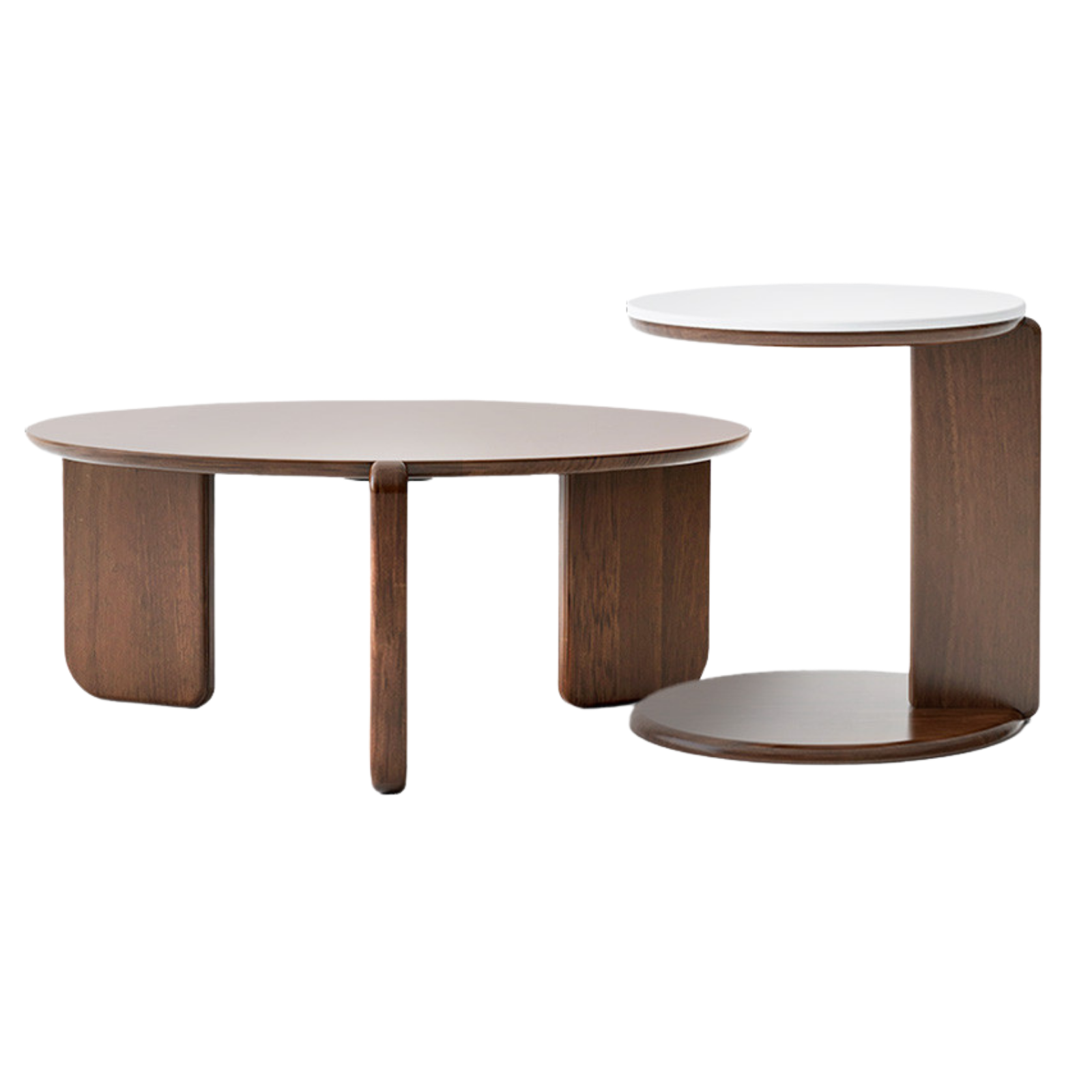 Black Walnut, Sandalwood Solid Wood Slate Round Tea Coffee Table