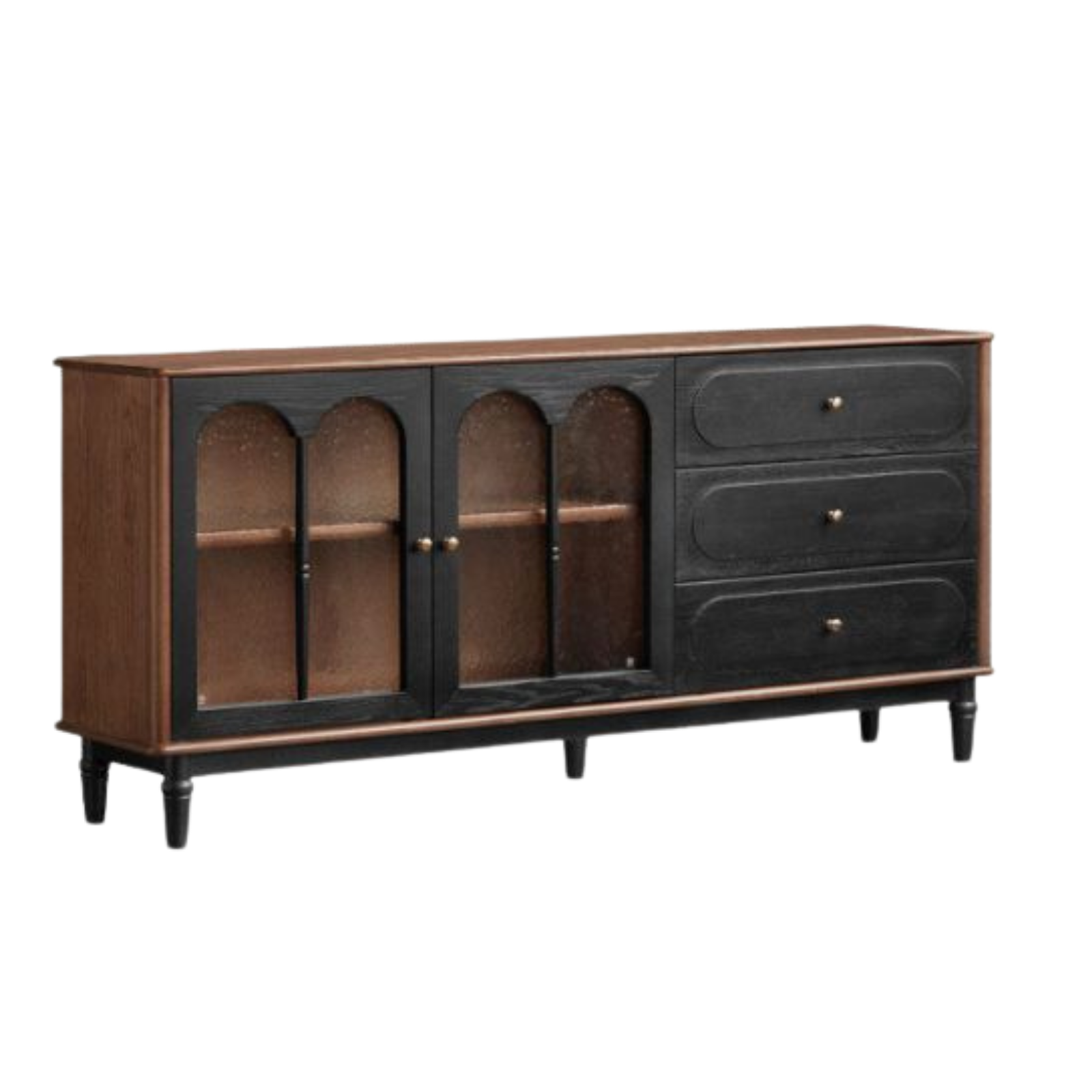 Ash Solid Wood Sideboard with American Retro Style and Storage Cabinet